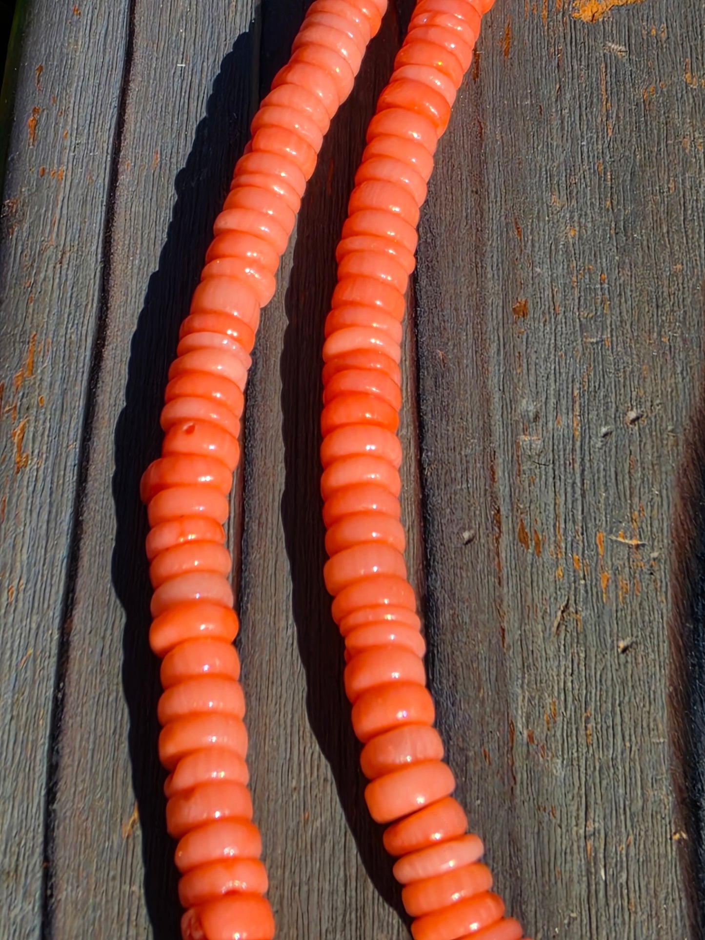 Orange Coral Necklace, 17in