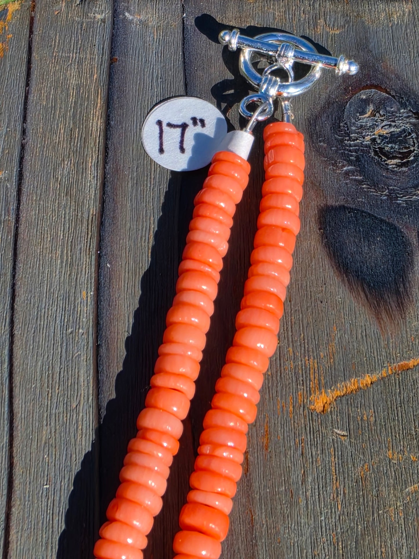 Orange Coral Necklace, 17in