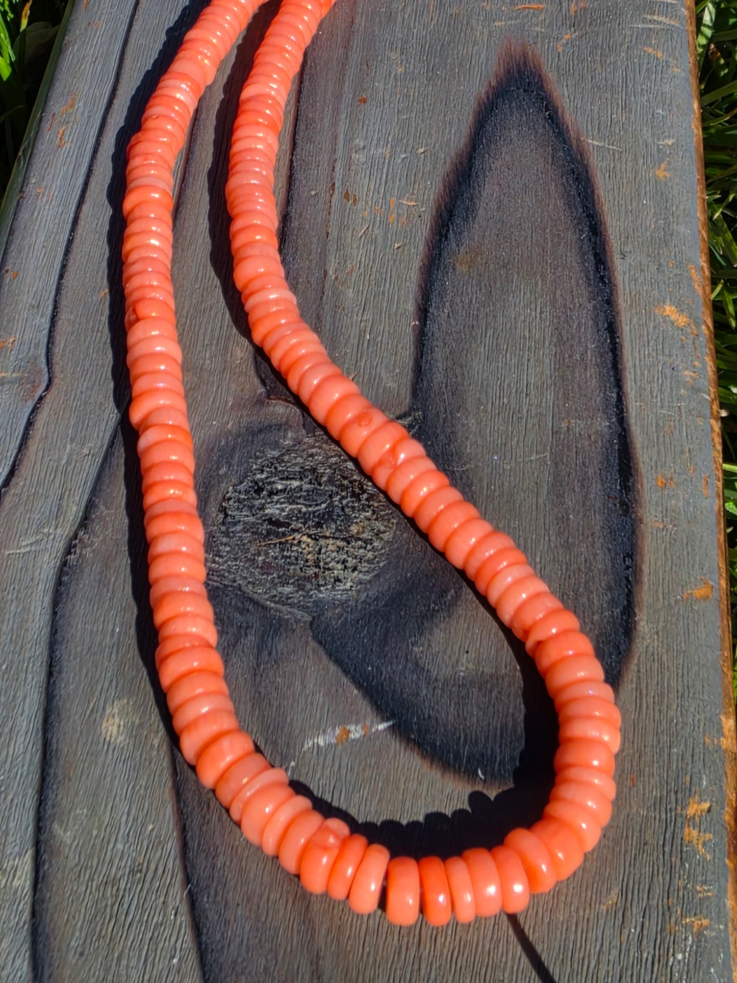 Orange Coral Necklace, 17in