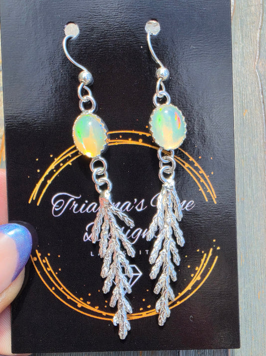 Ethiopian Opal Cedar Earrings