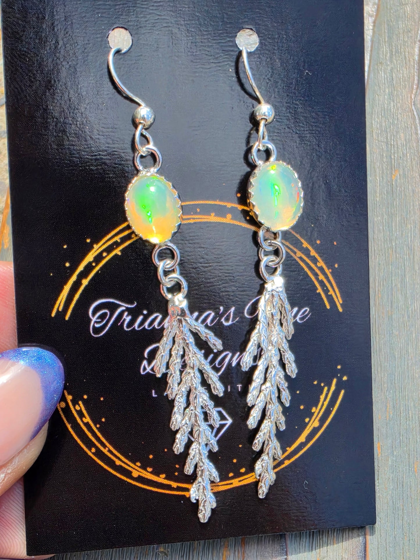 Ethiopian Opal Cedar Earrings