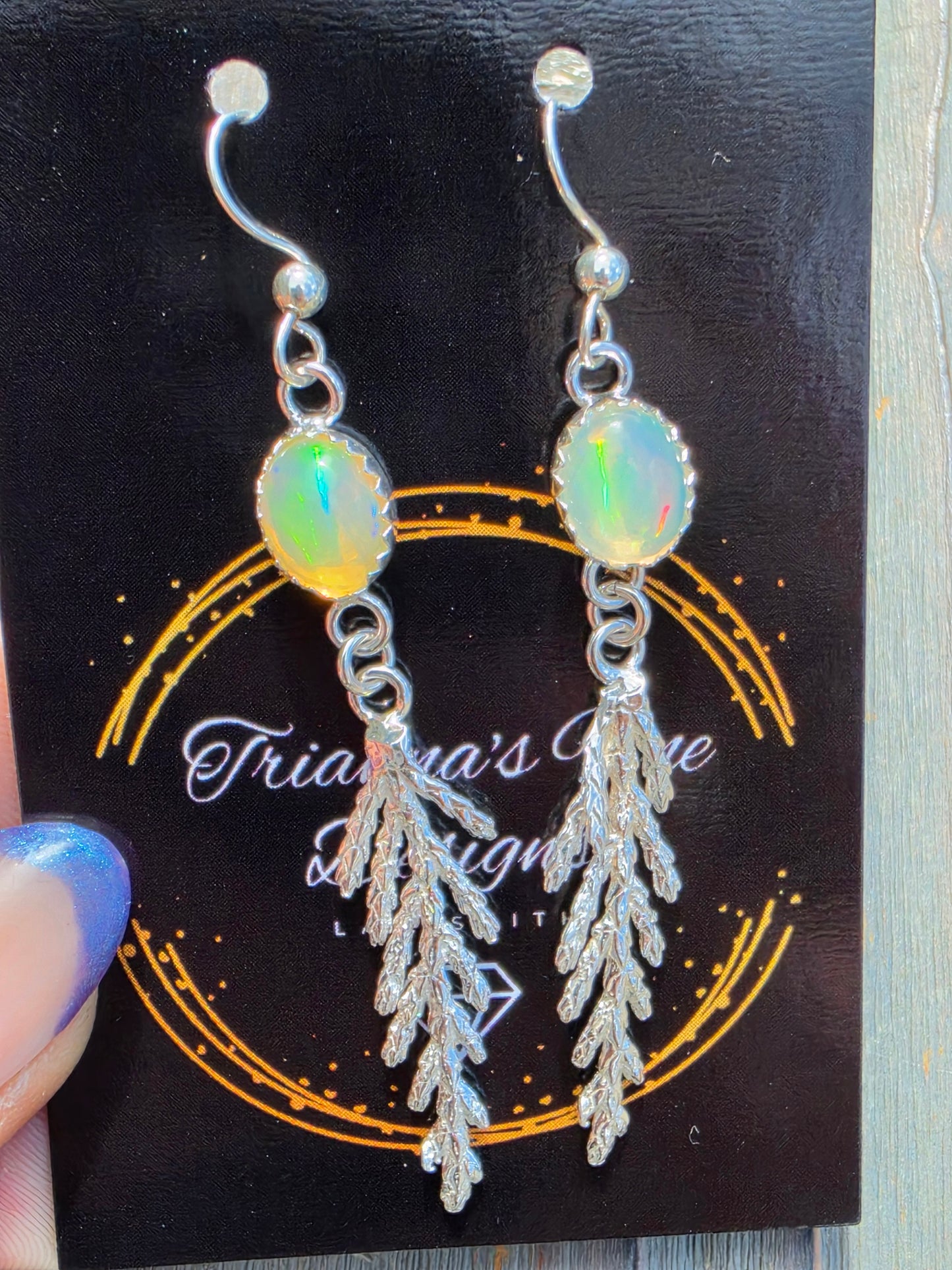 Ethiopian Opal Cedar Earrings