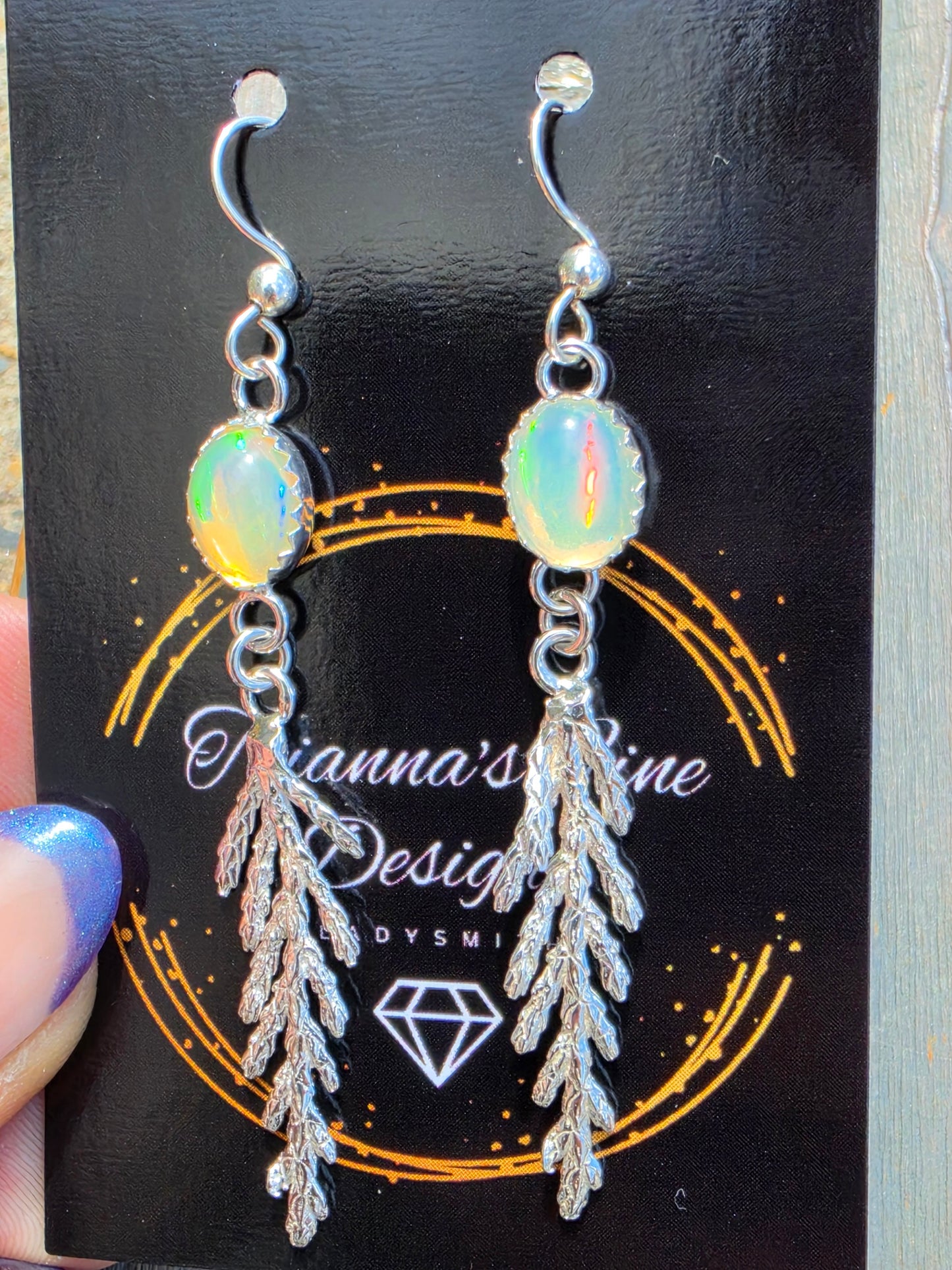 Ethiopian Opal Cedar Earrings