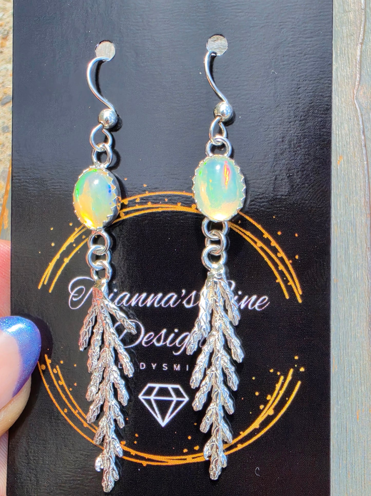 Ethiopian Opal Cedar Earrings