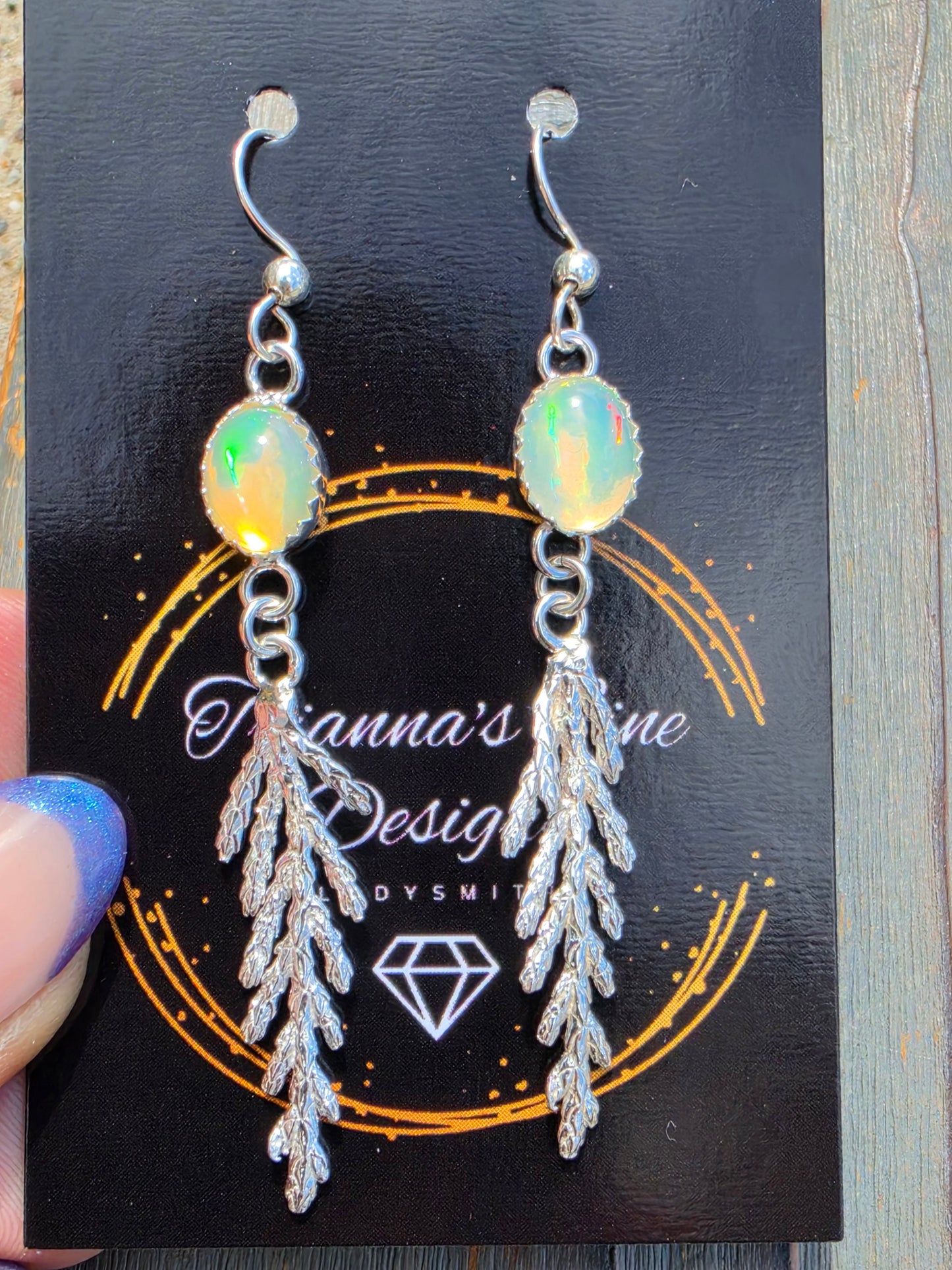 Ethiopian Opal Cedar Earrings