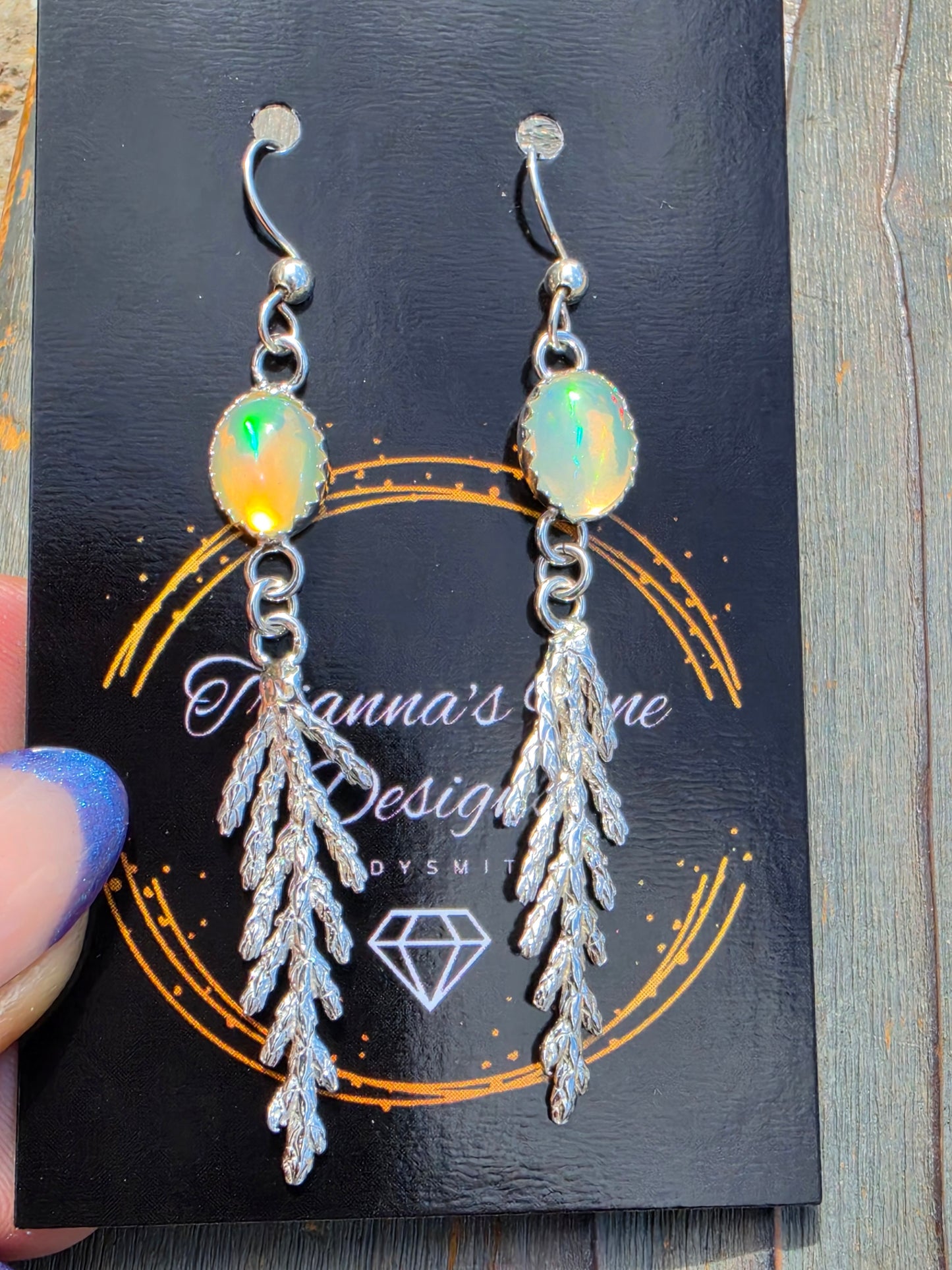 Ethiopian Opal Cedar Earrings
