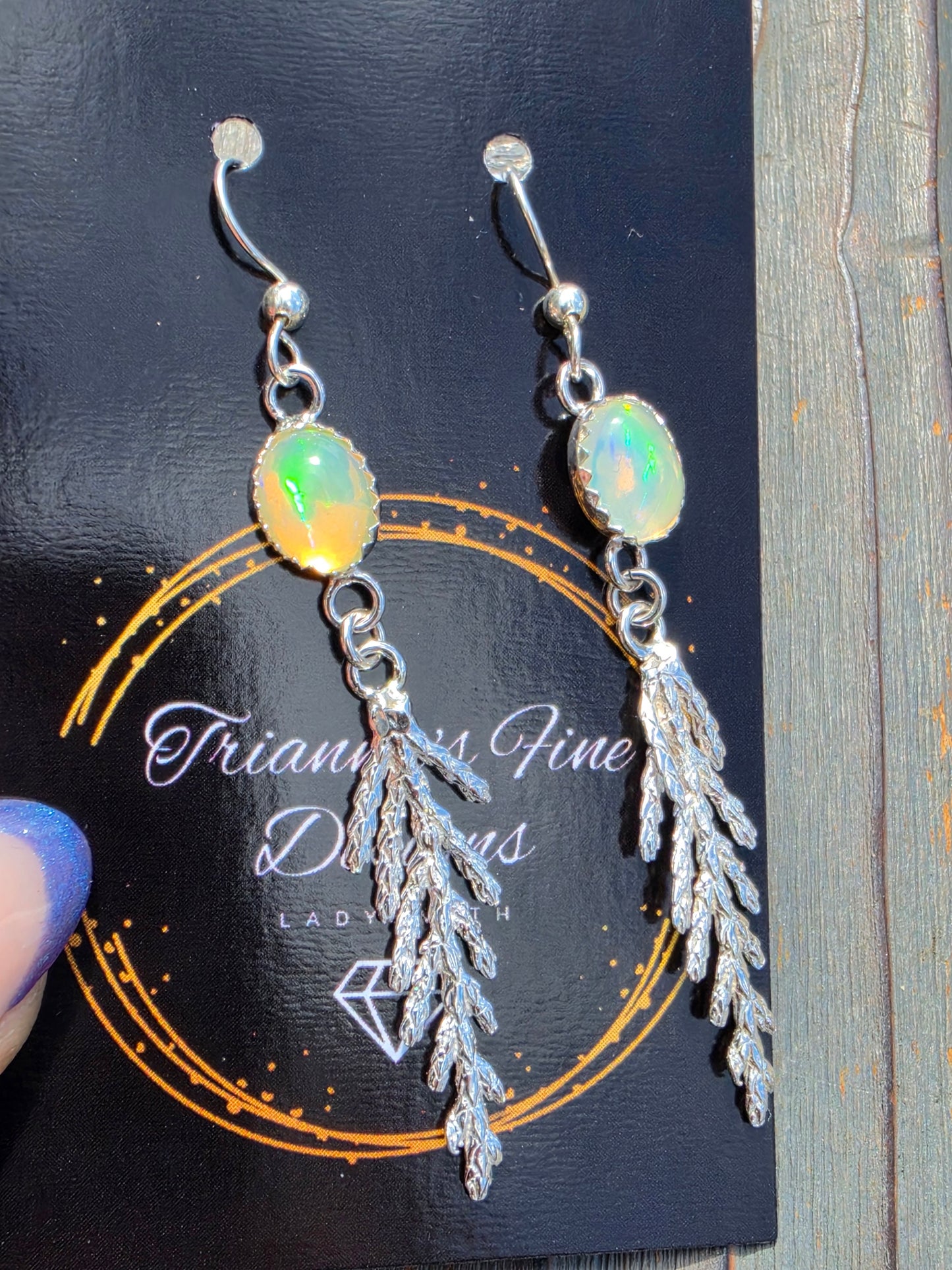 Ethiopian Opal Cedar Earrings