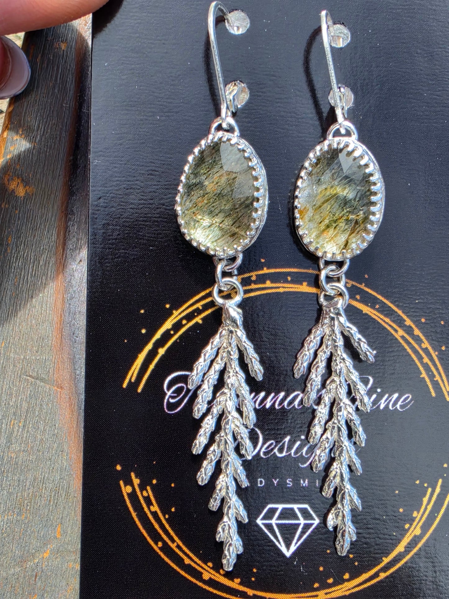 Green Rutile Cedar Earrings