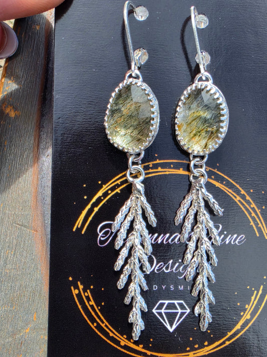 Green Rutile Cedar Earrings