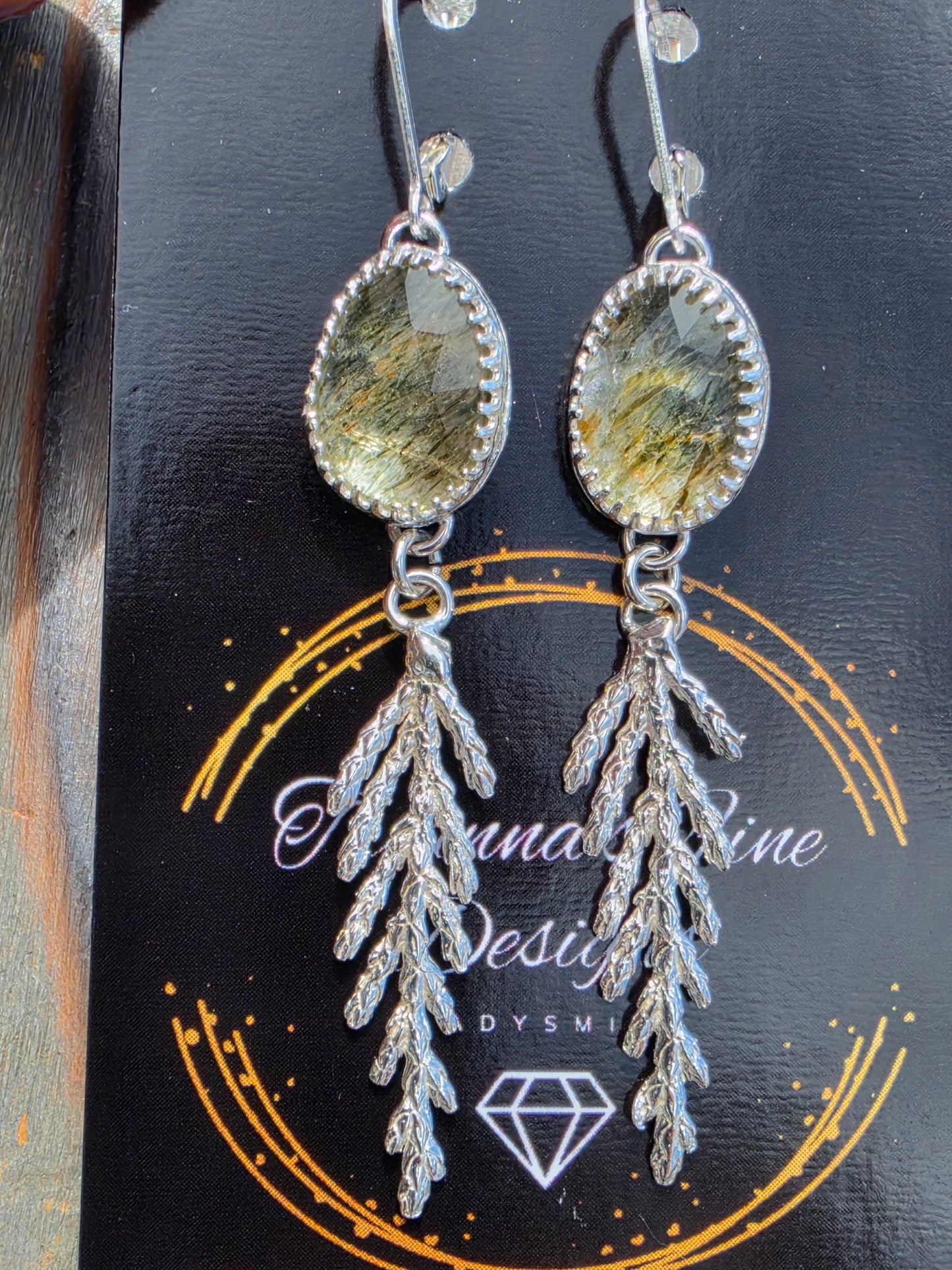 Green Rutile Cedar Earrings