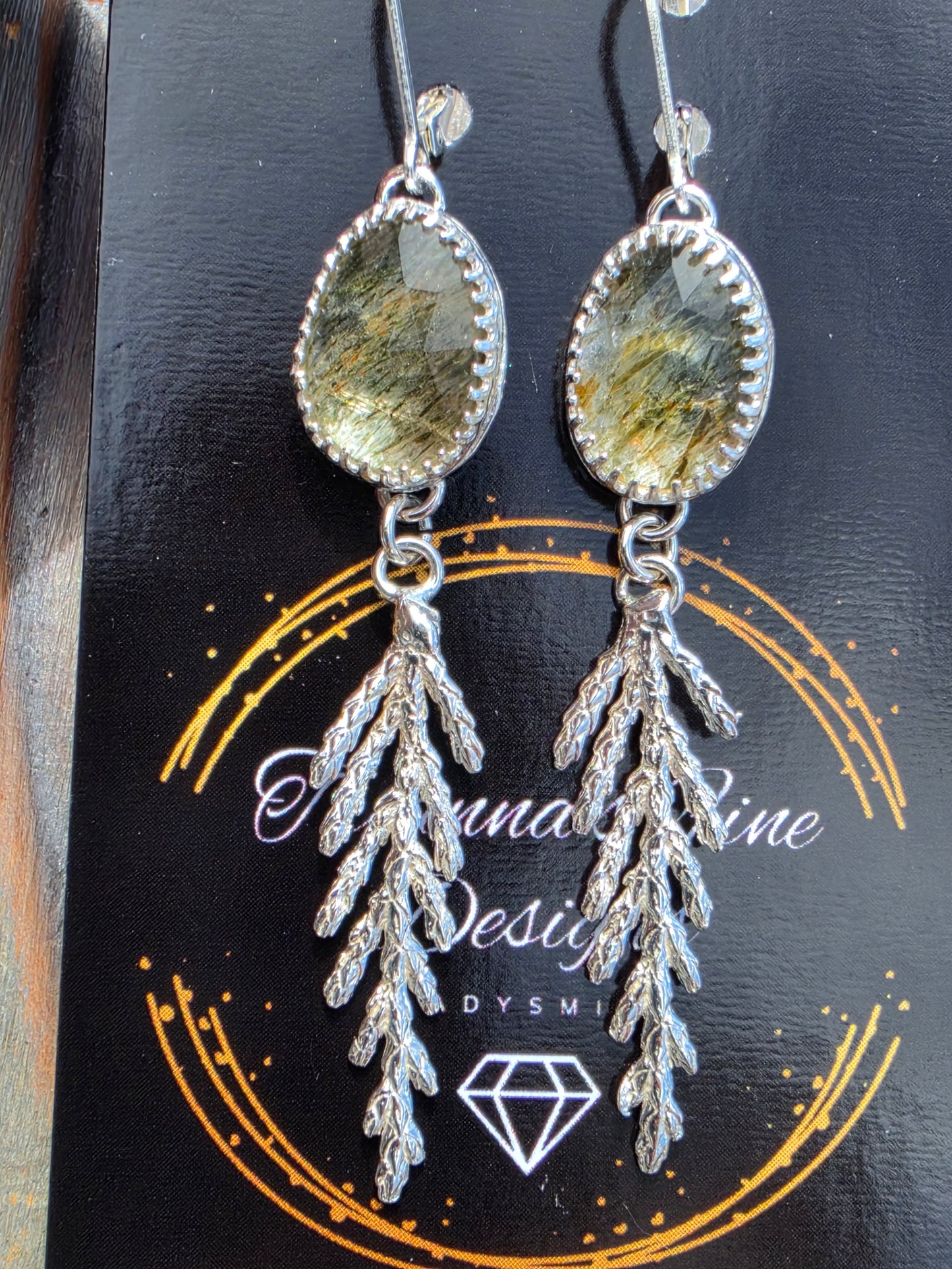 Green Rutile Cedar Earrings