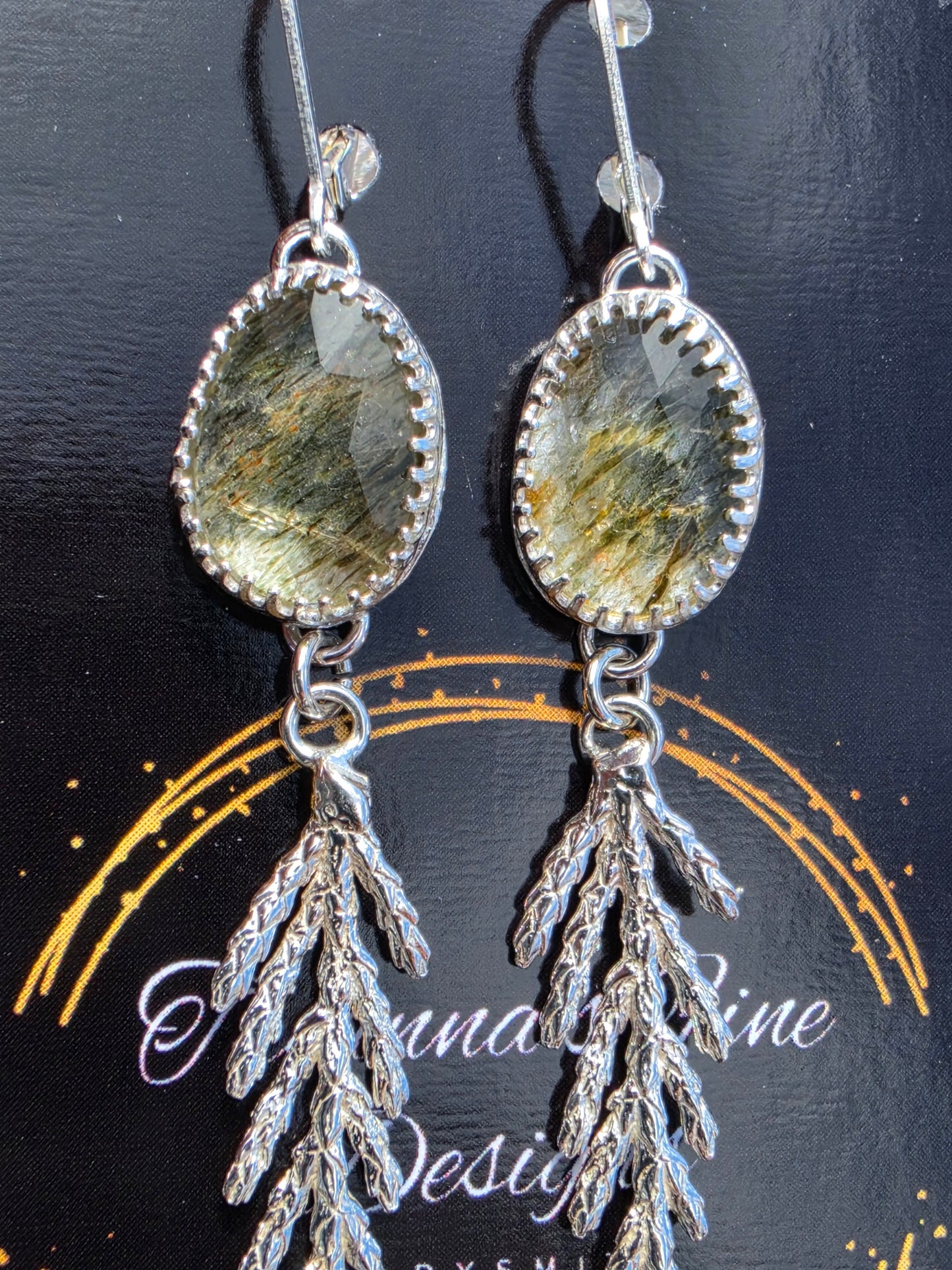 Green Rutile Cedar Earrings
