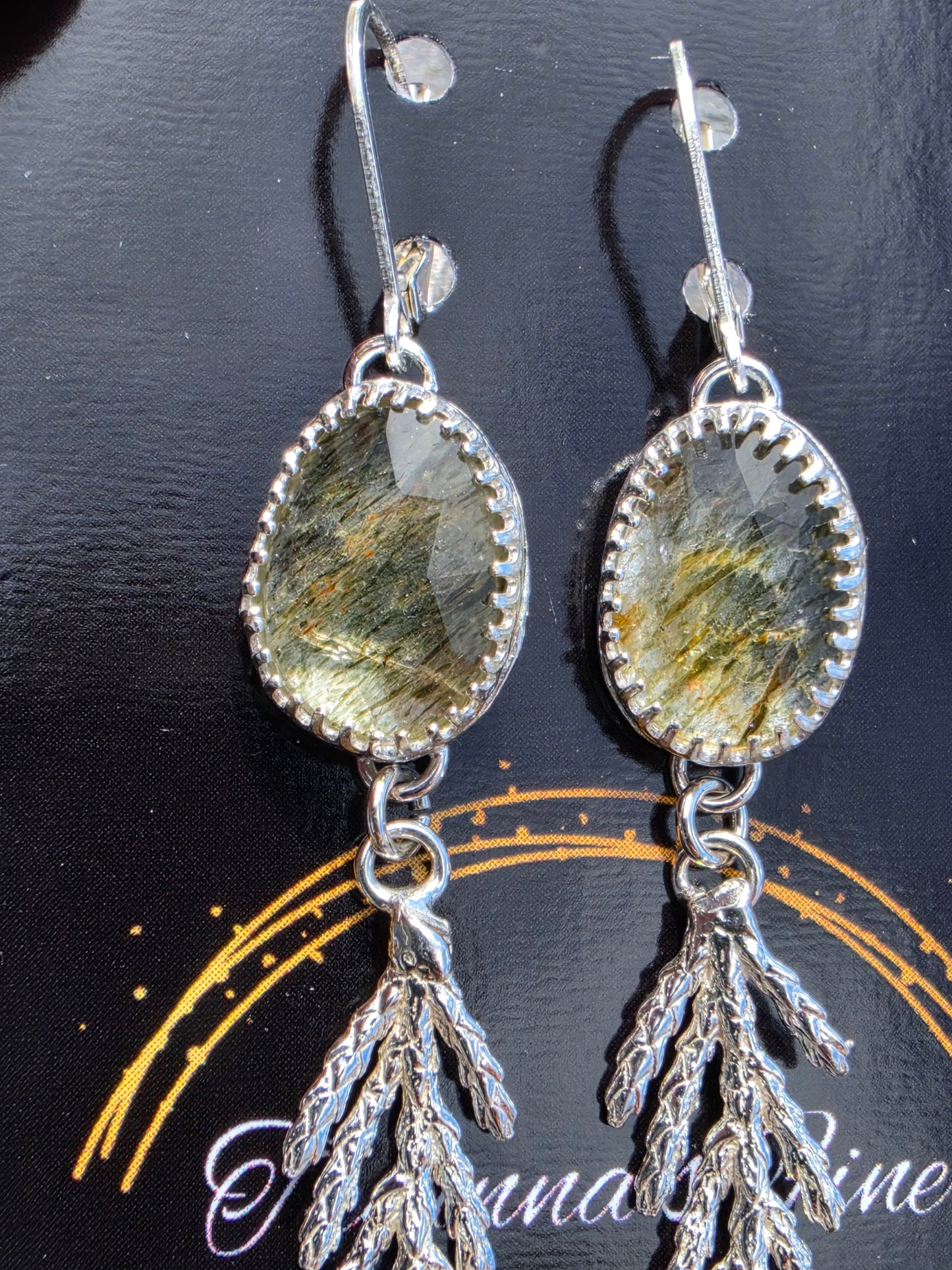 Green Rutile Cedar Earrings