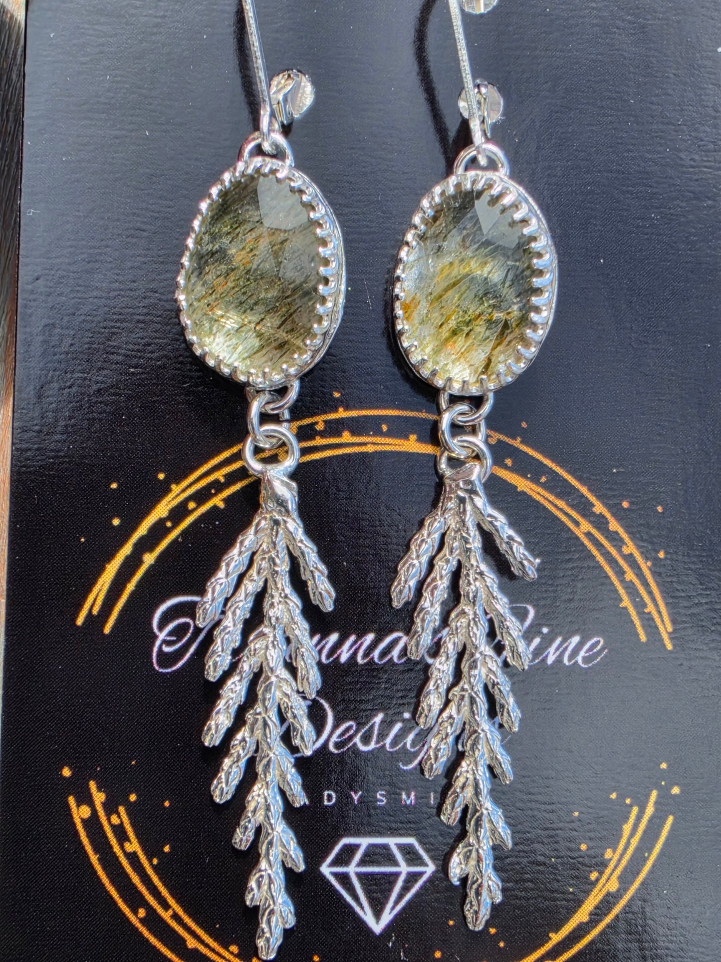 Green Rutile Cedar Earrings