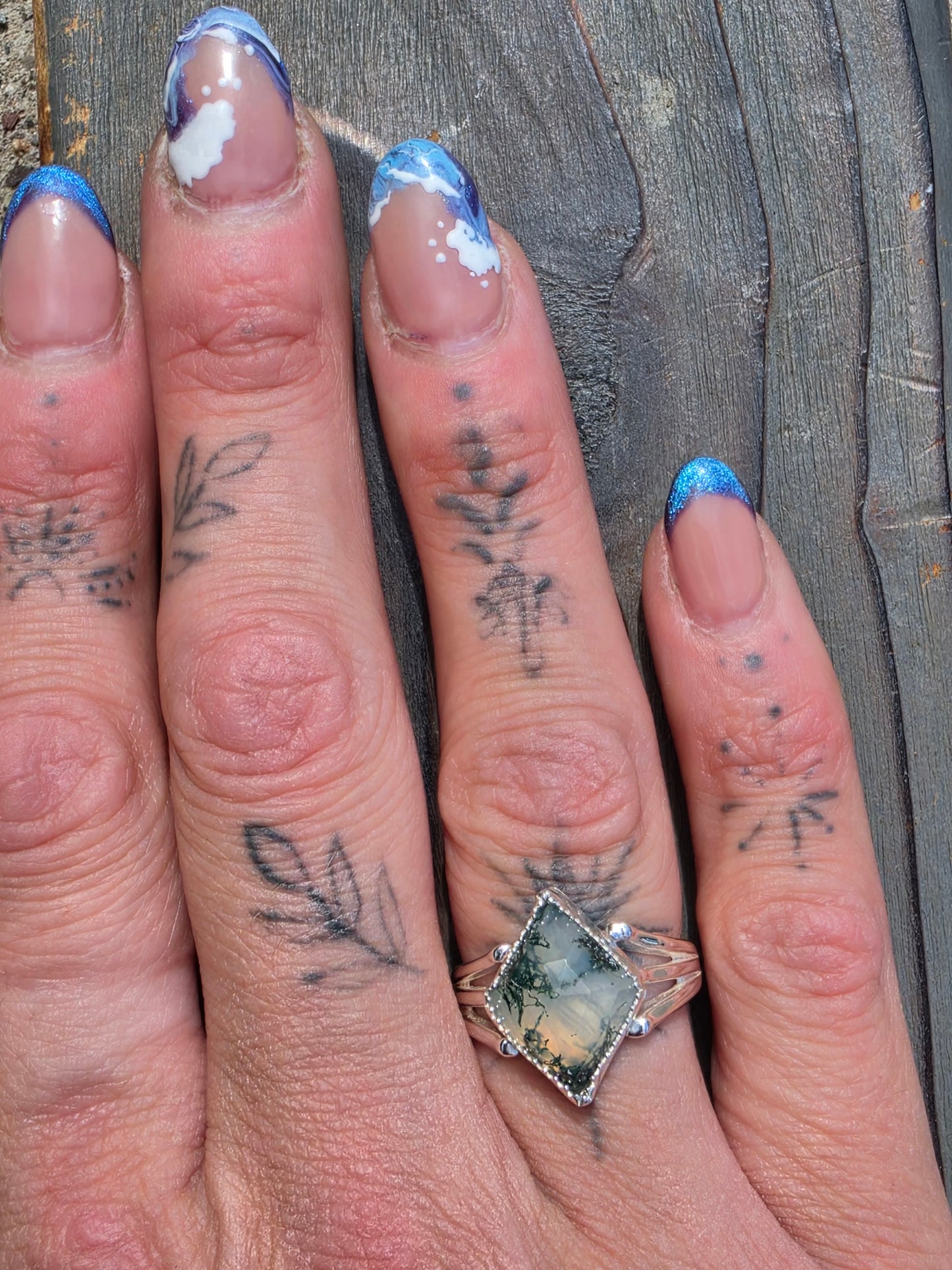 Moss Agate Ring, Size 8