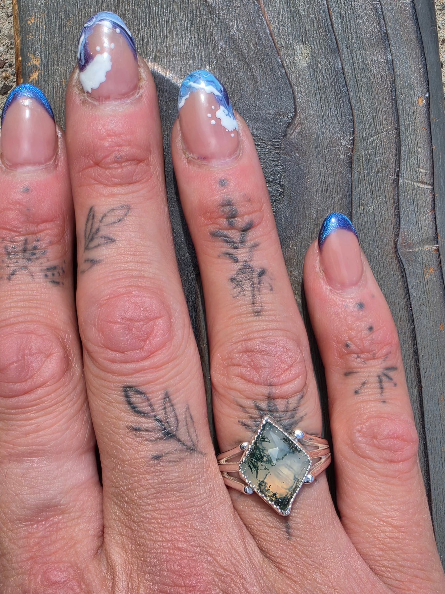 Moss Agate Ring, Size 8