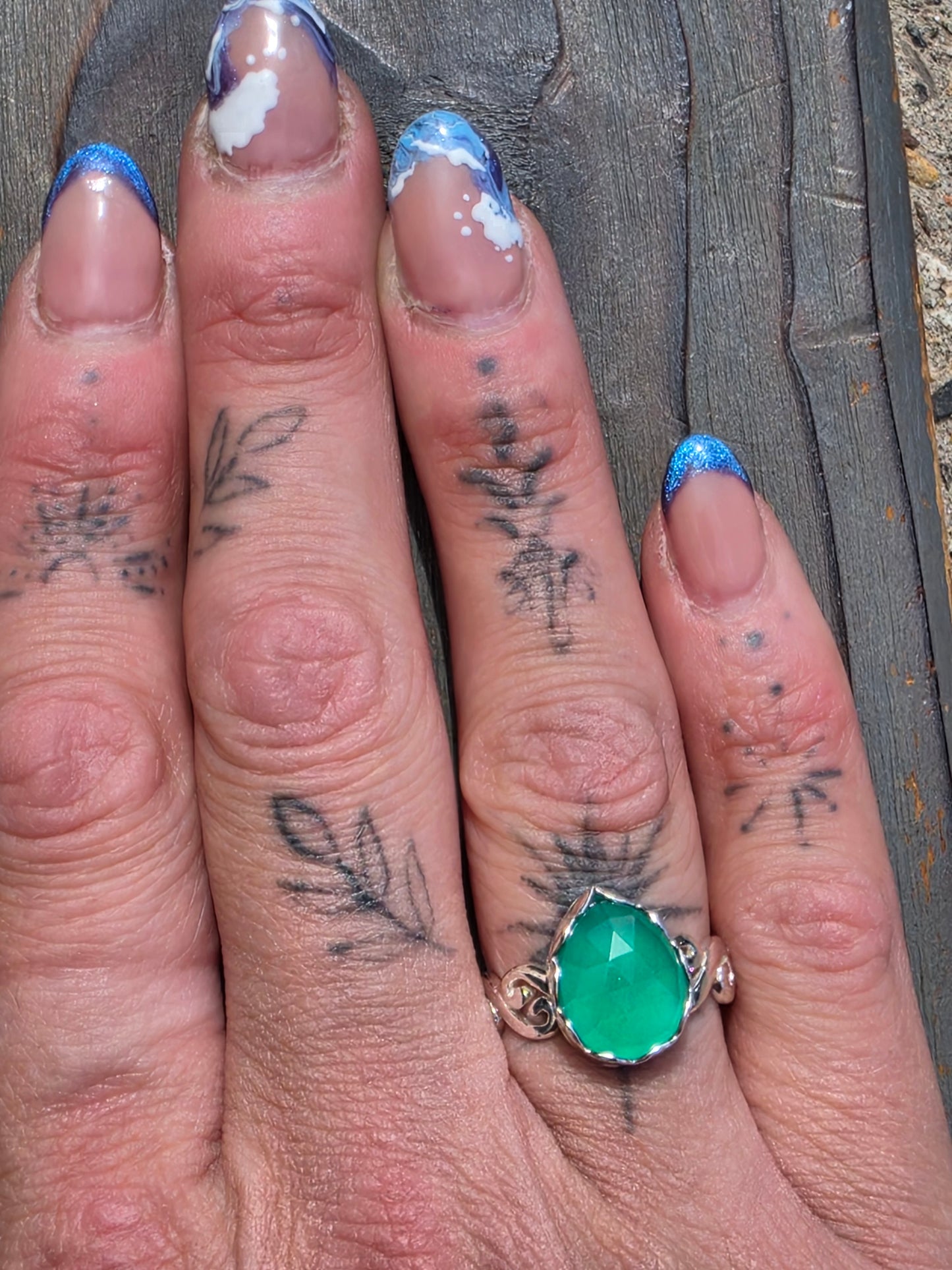 Green Chalcedony Ring, Size 7