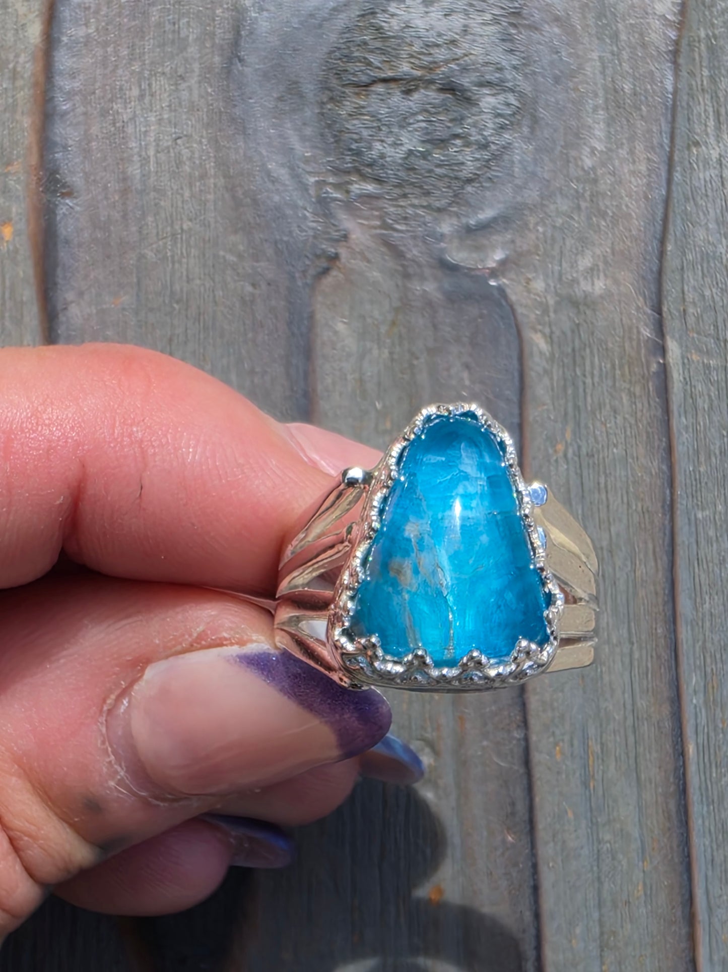 Blue Apatite Ring, Size 8