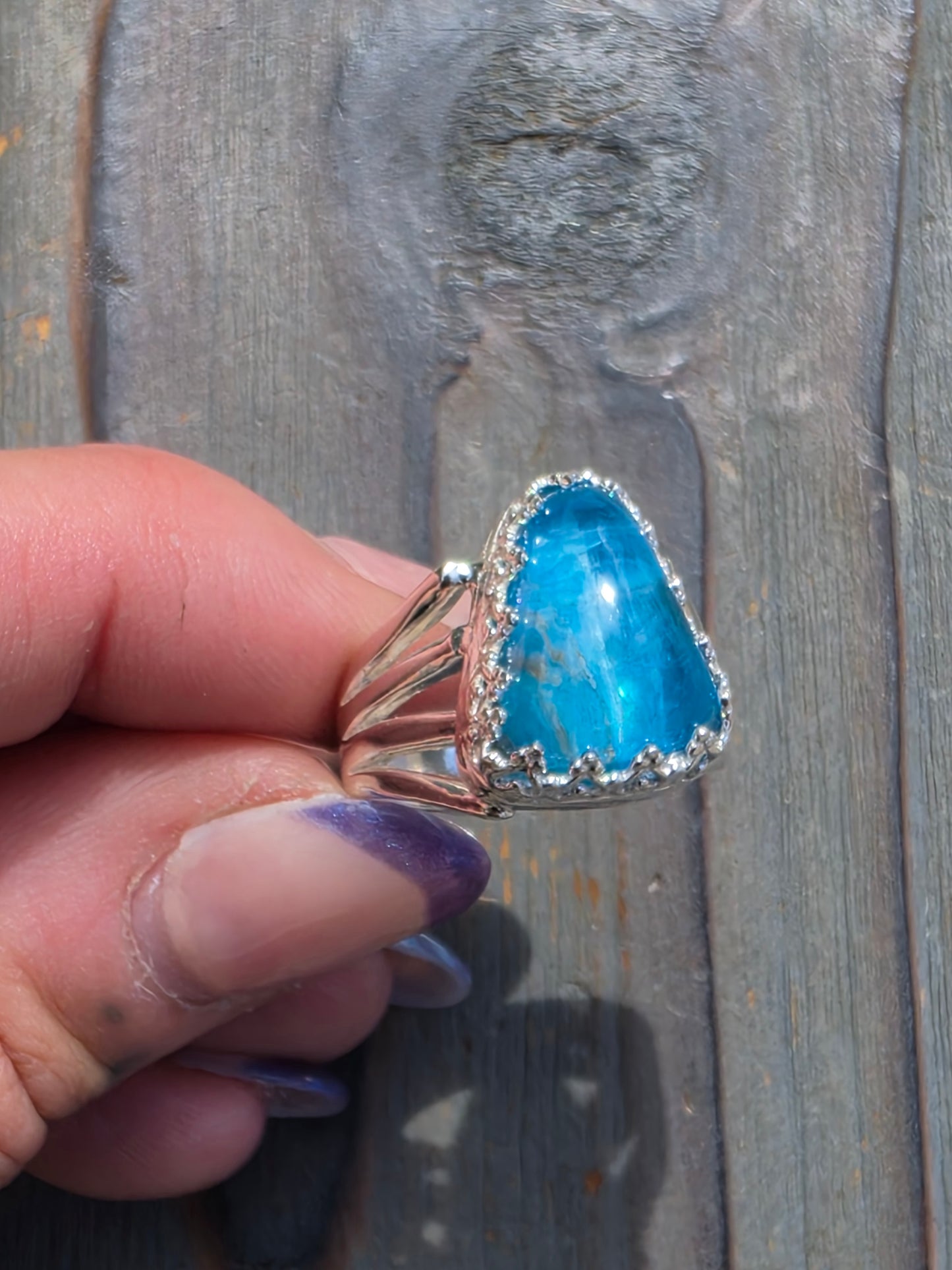 Blue Apatite Ring, Size 8