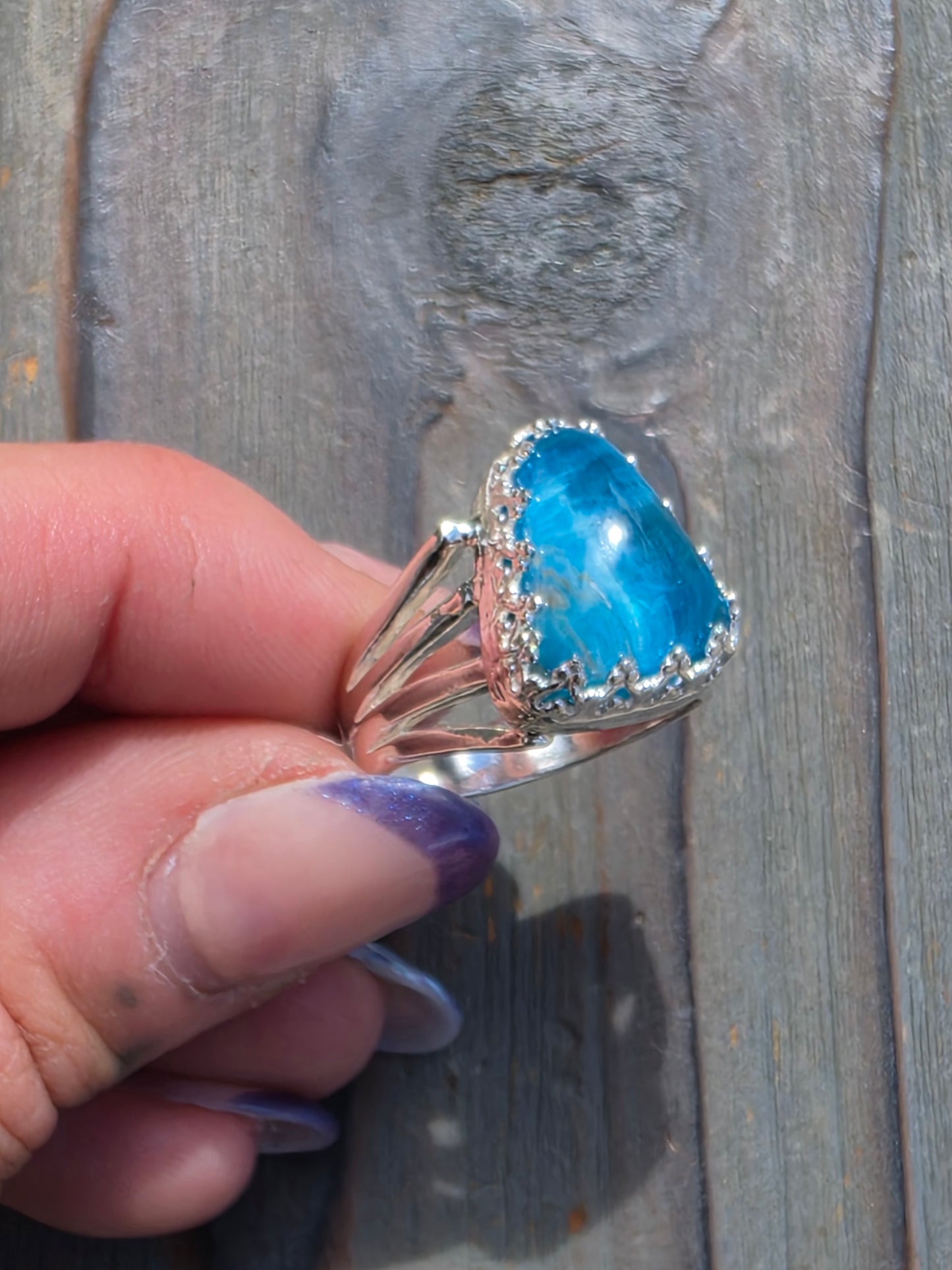 Blue Apatite Ring, Size 8