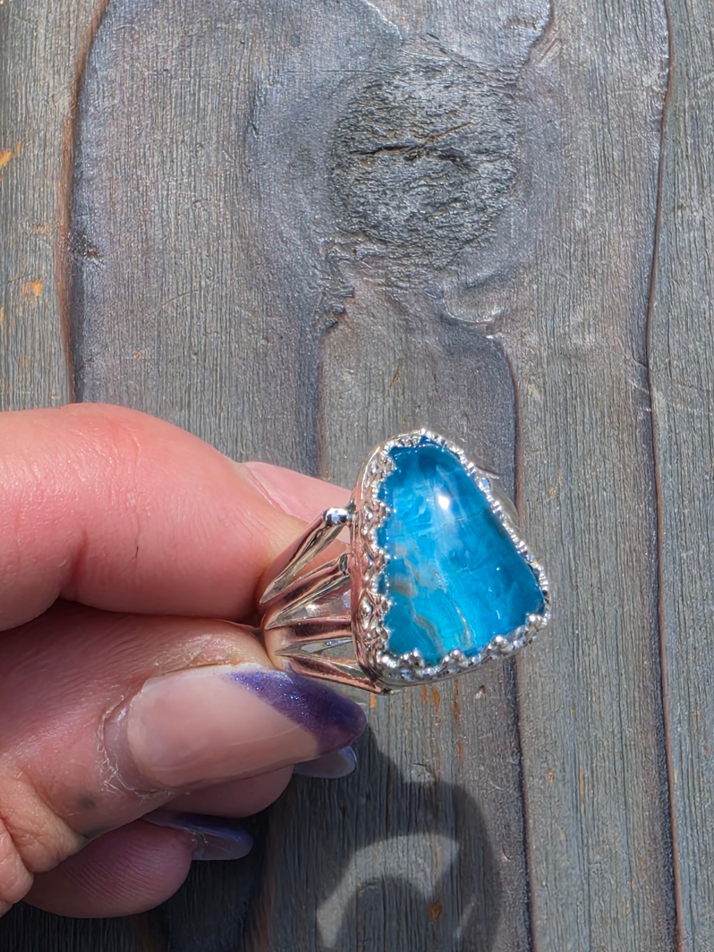 Blue Apatite Ring, Size 8