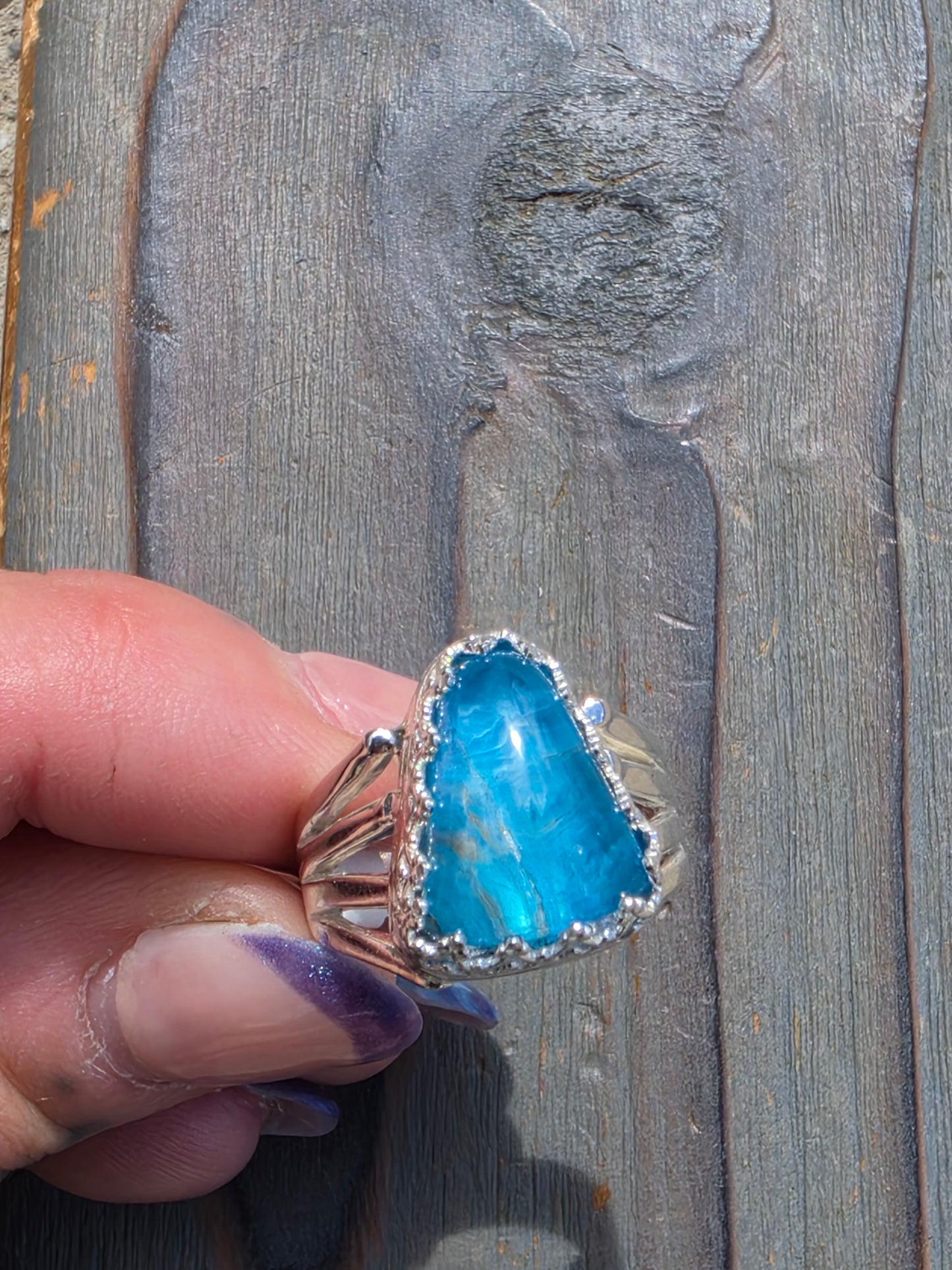 Blue Apatite Ring, Size 8
