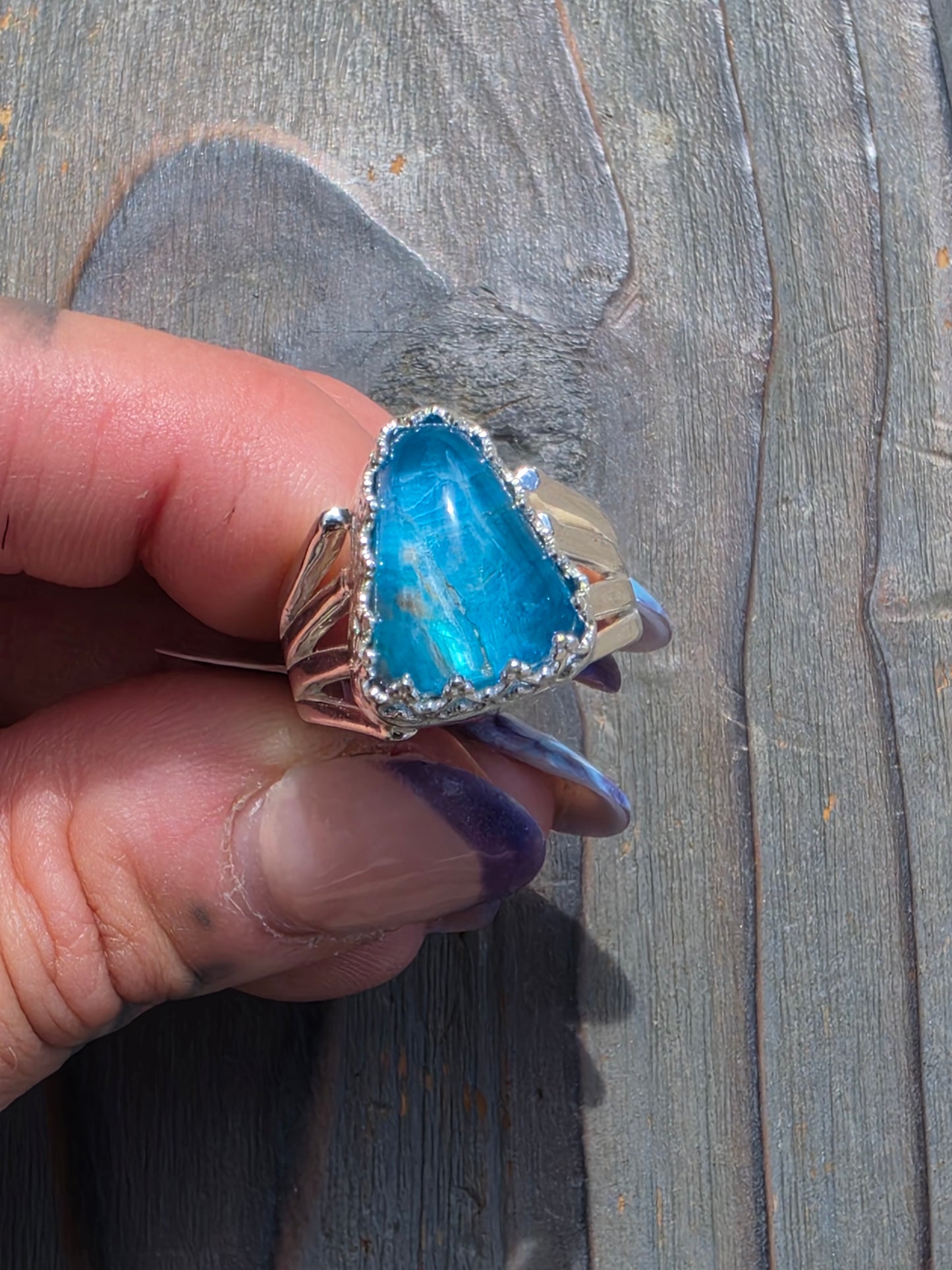 Blue Apatite Ring, Size 8