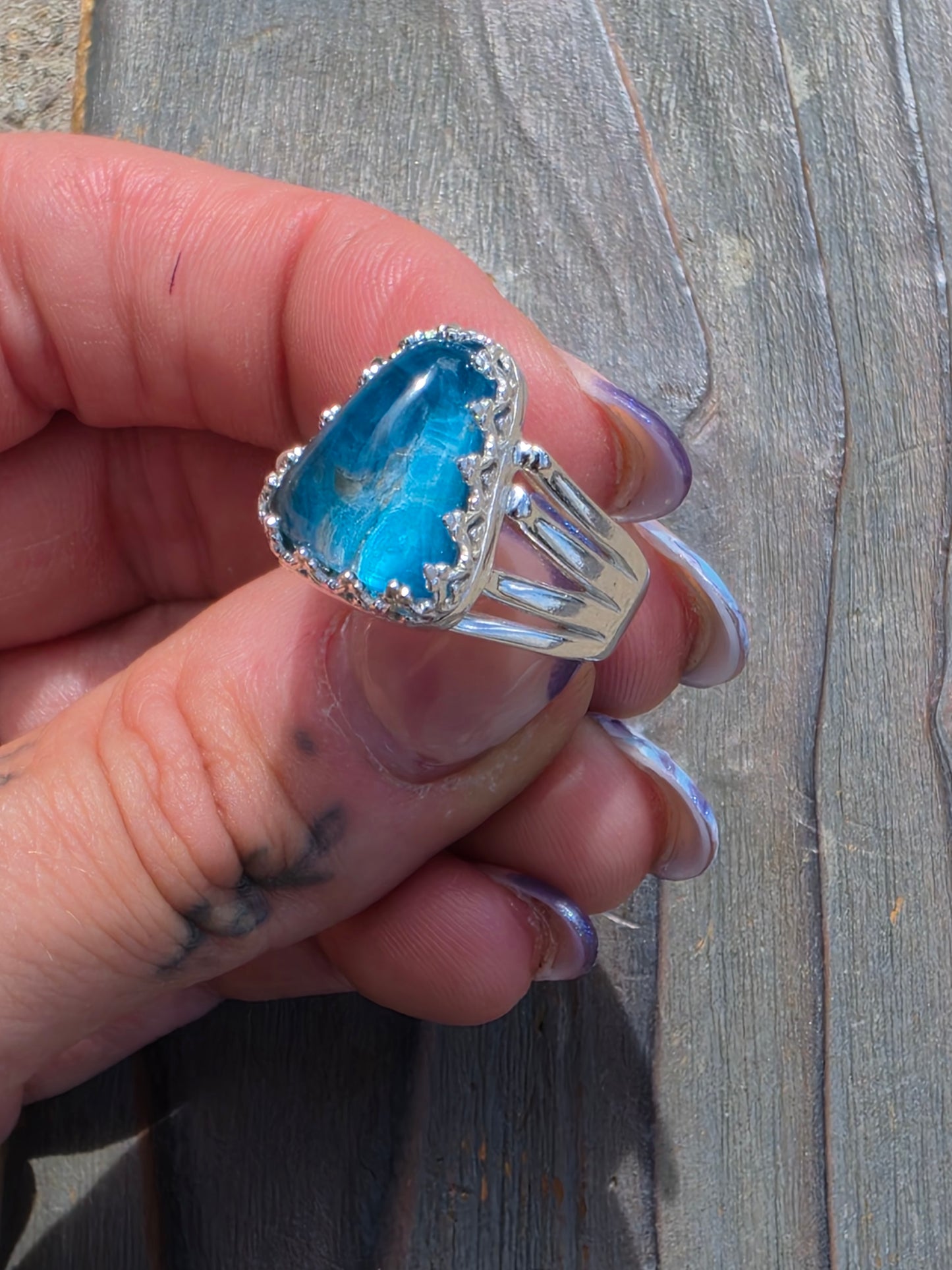 Blue Apatite Ring, Size 8