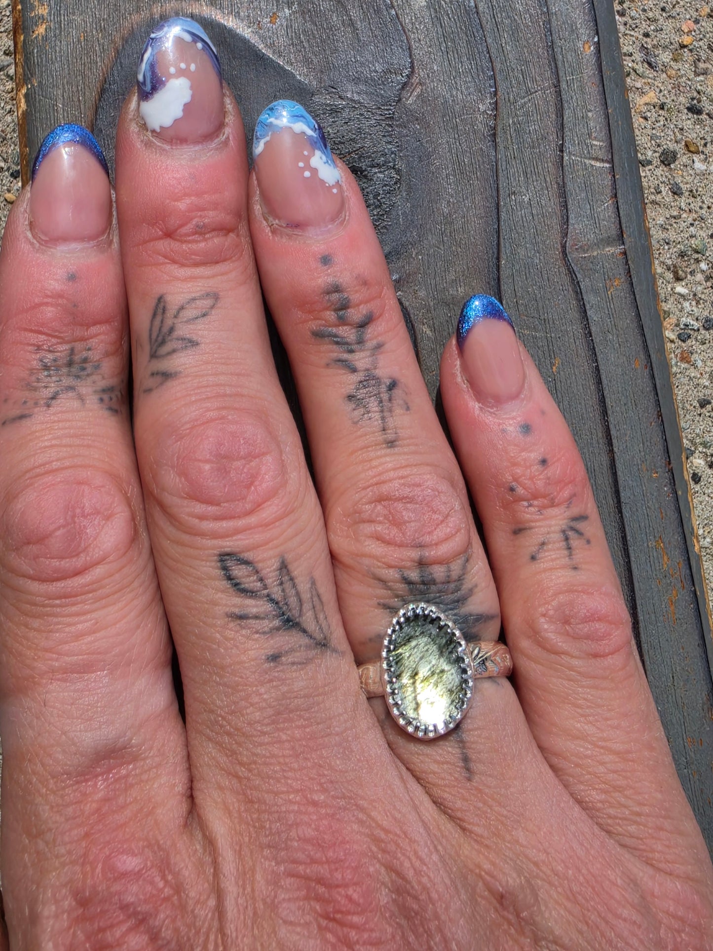 Green Rutiled Quartz Ring, Size 8