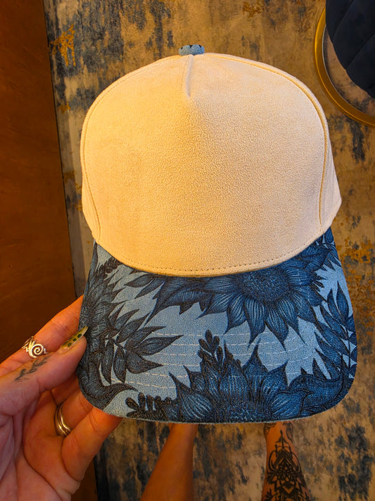 Bakers Burns blue sunflower baseball hat