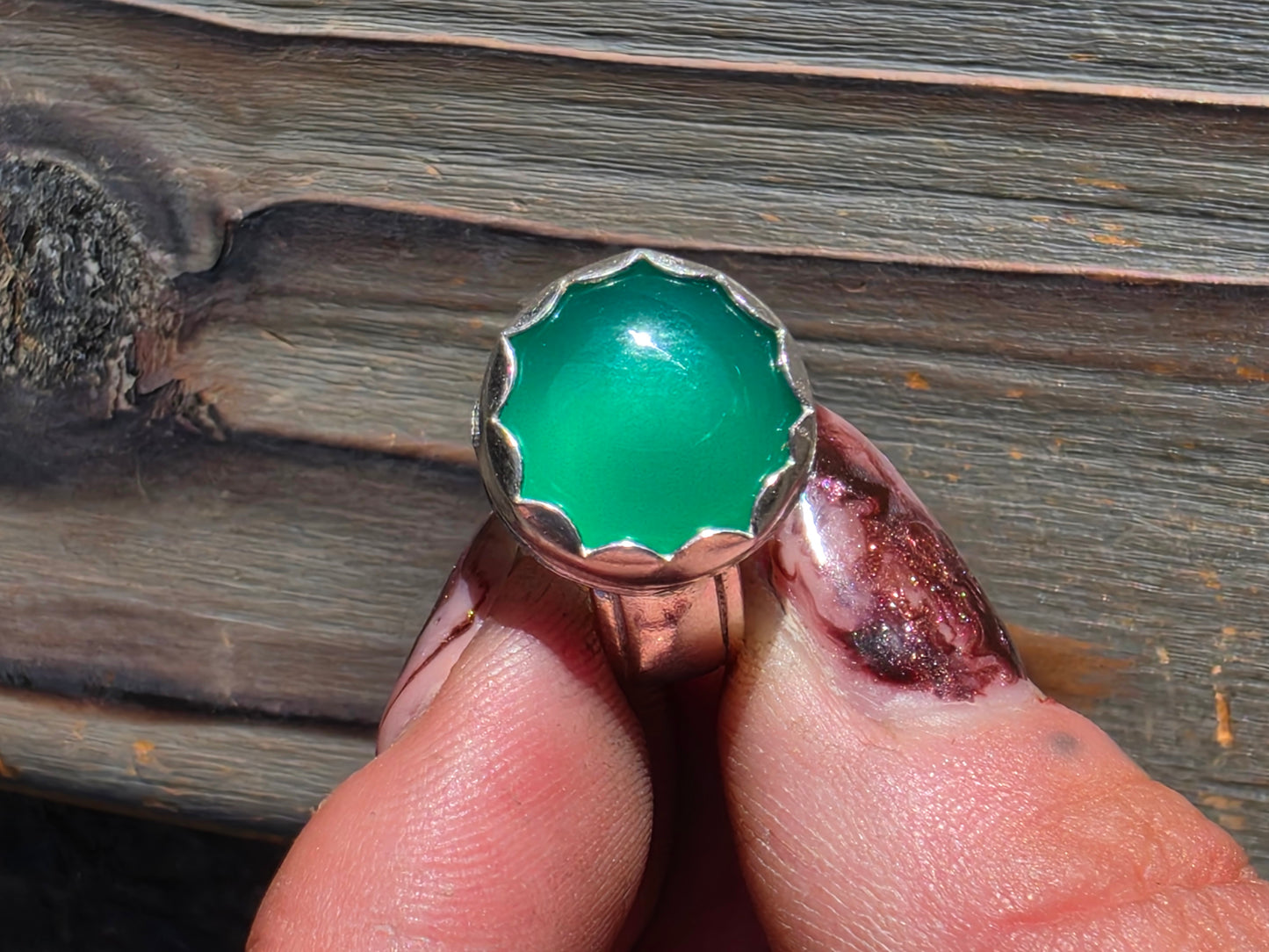 Green Chalcedony Ring, Size 6