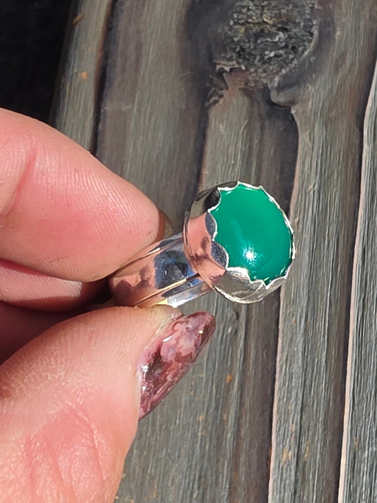 Green Chalcedony Ring, Size 6