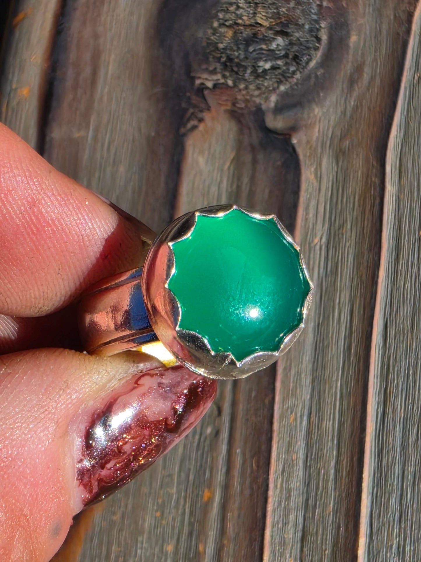 Green Chalcedony Ring, Size 6