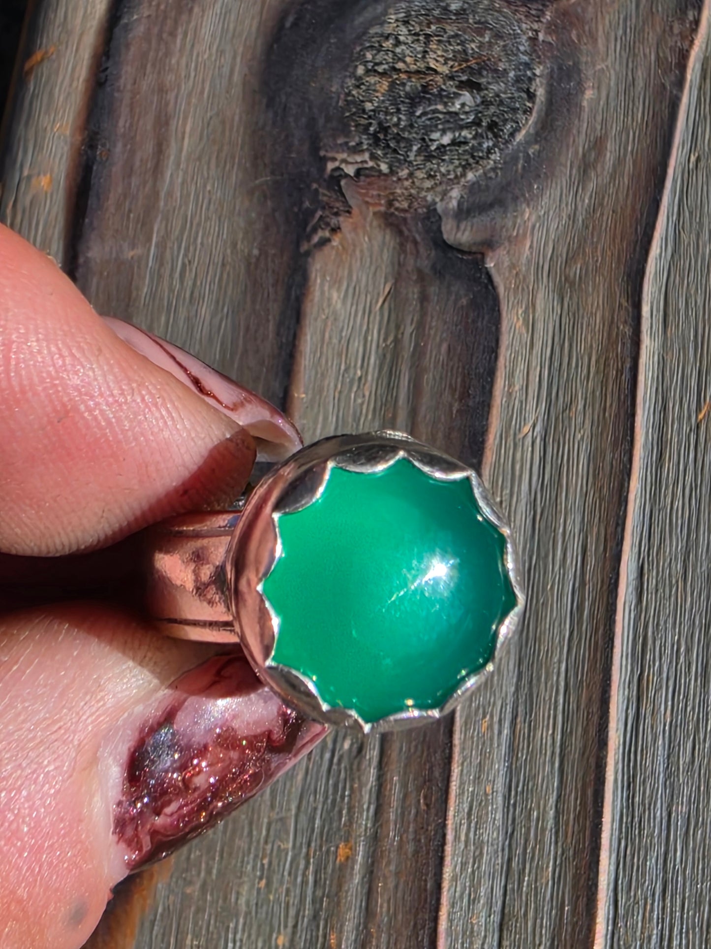 Green Chalcedony Ring, Size 6