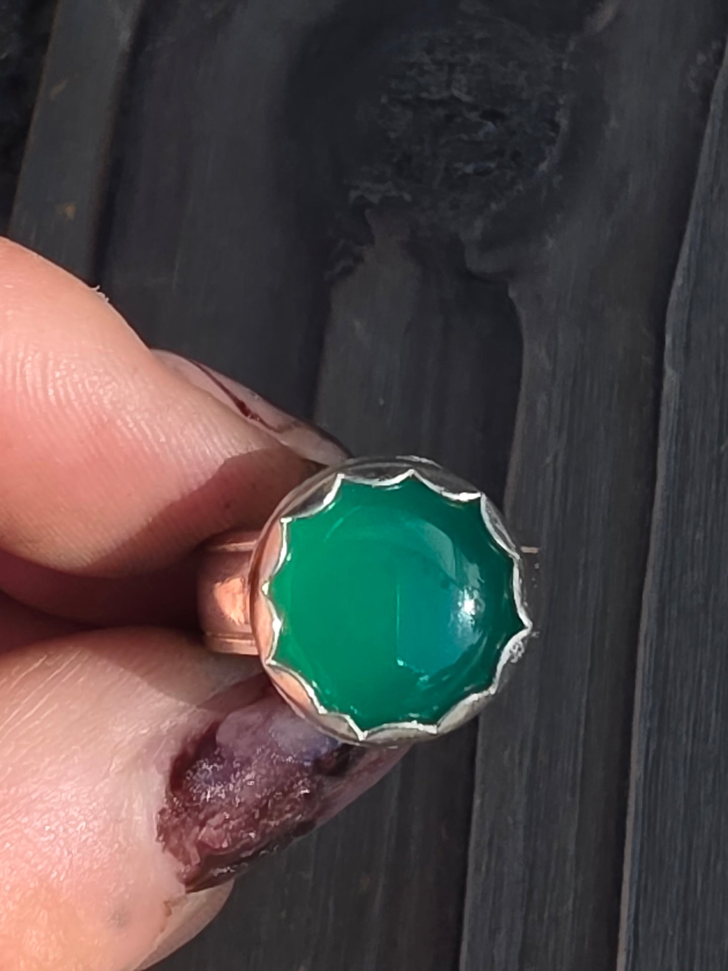 Green Chalcedony Ring, Size 6