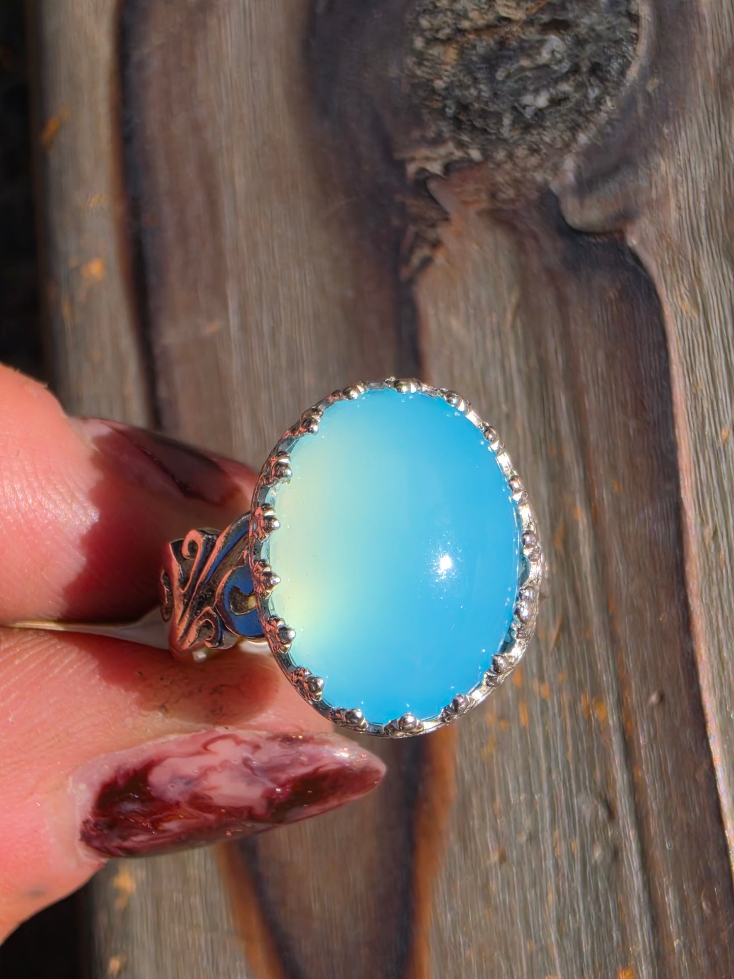 Blue Chalcedony Ring, Size 7.5