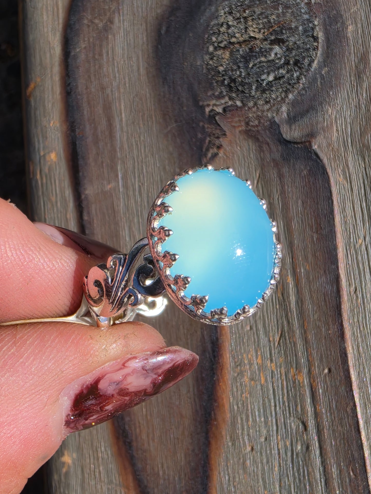 Blue Chalcedony Ring, Size 7.5