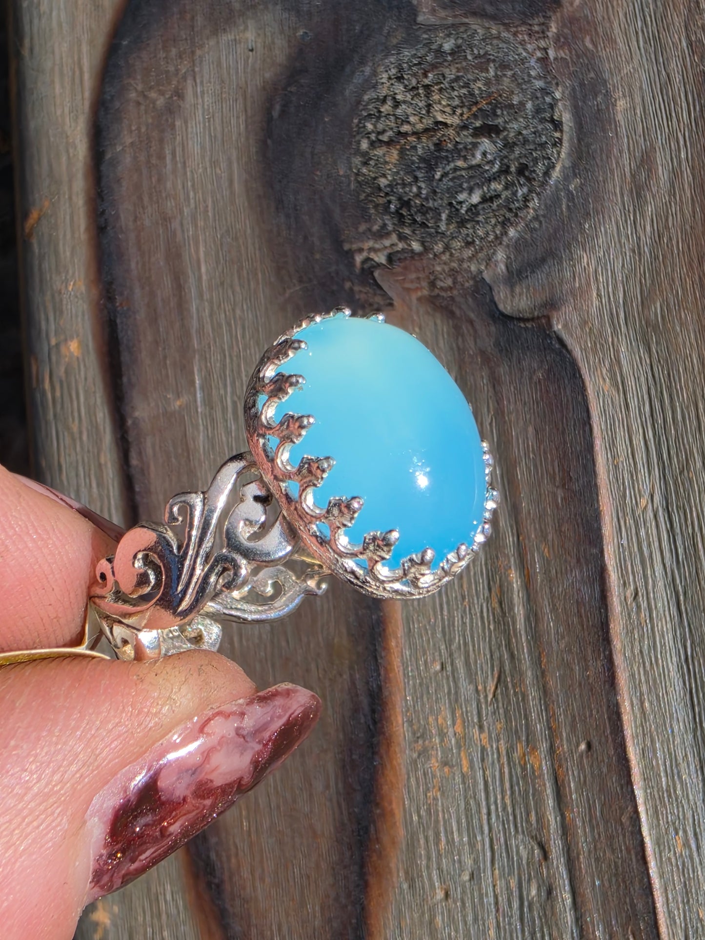 Blue Chalcedony Ring, Size 7.5