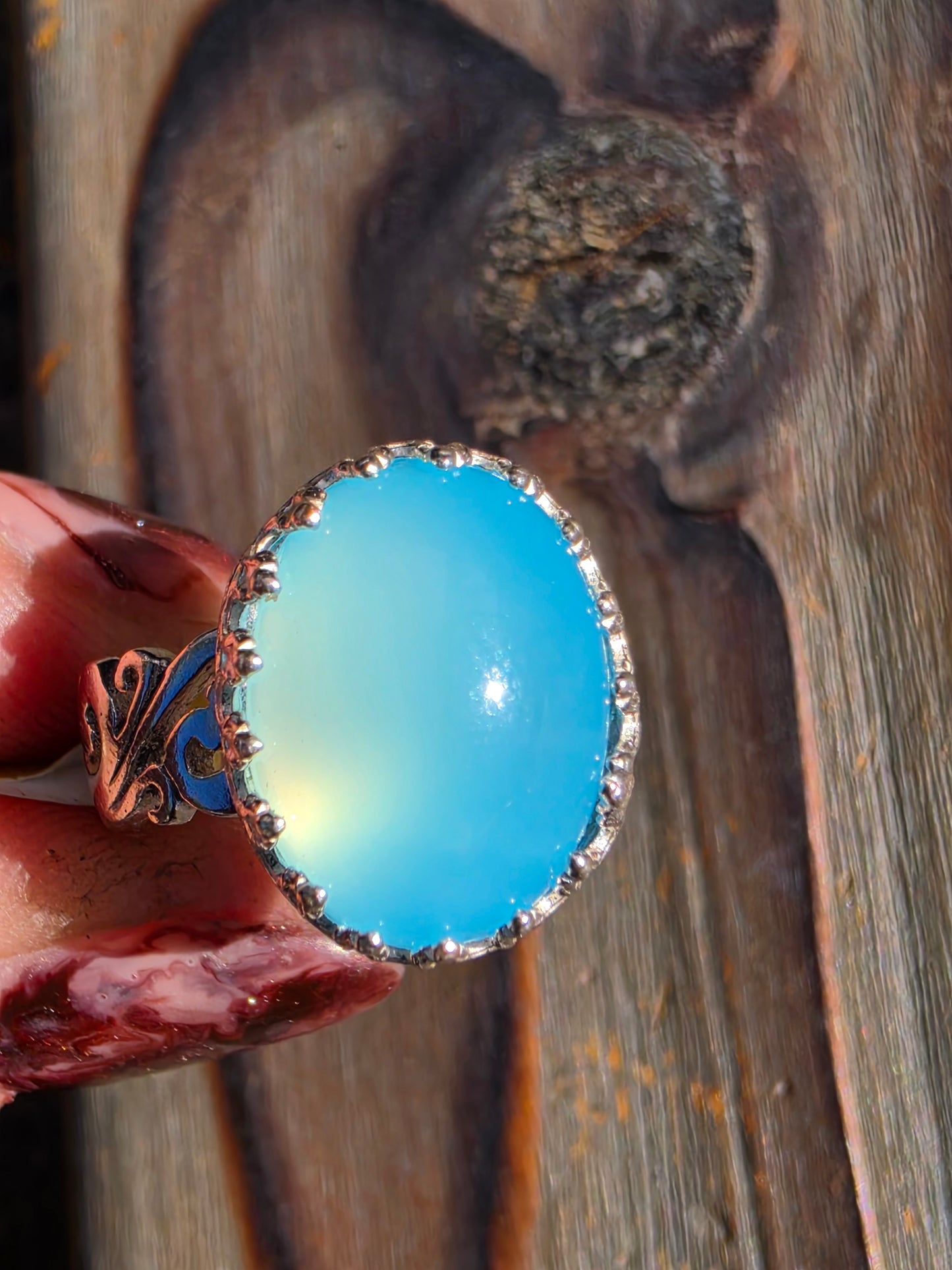 Blue Chalcedony Ring, Size 7.5