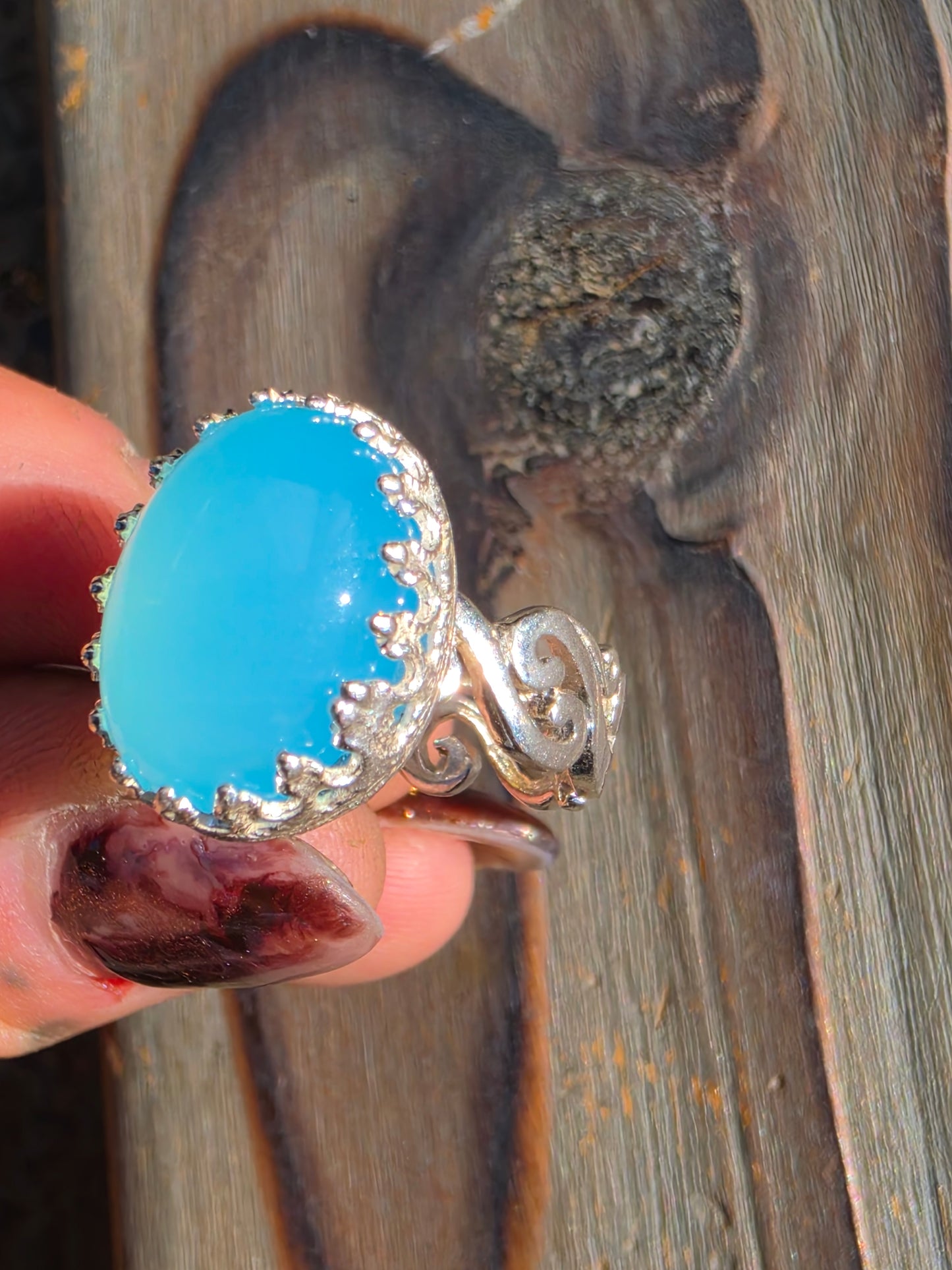 Blue Chalcedony Ring, Size 7.5