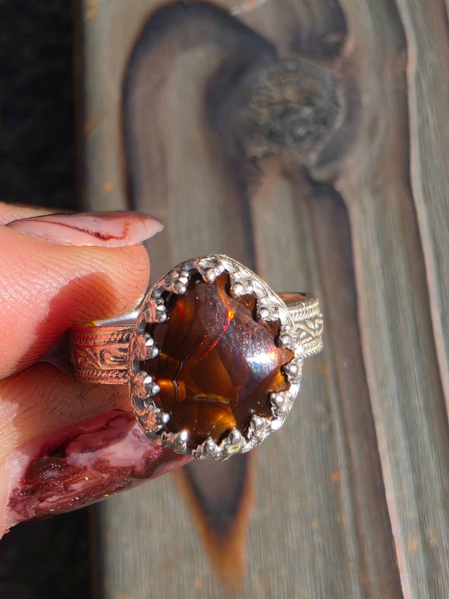Mexican Fire Agate Ring, Size 8