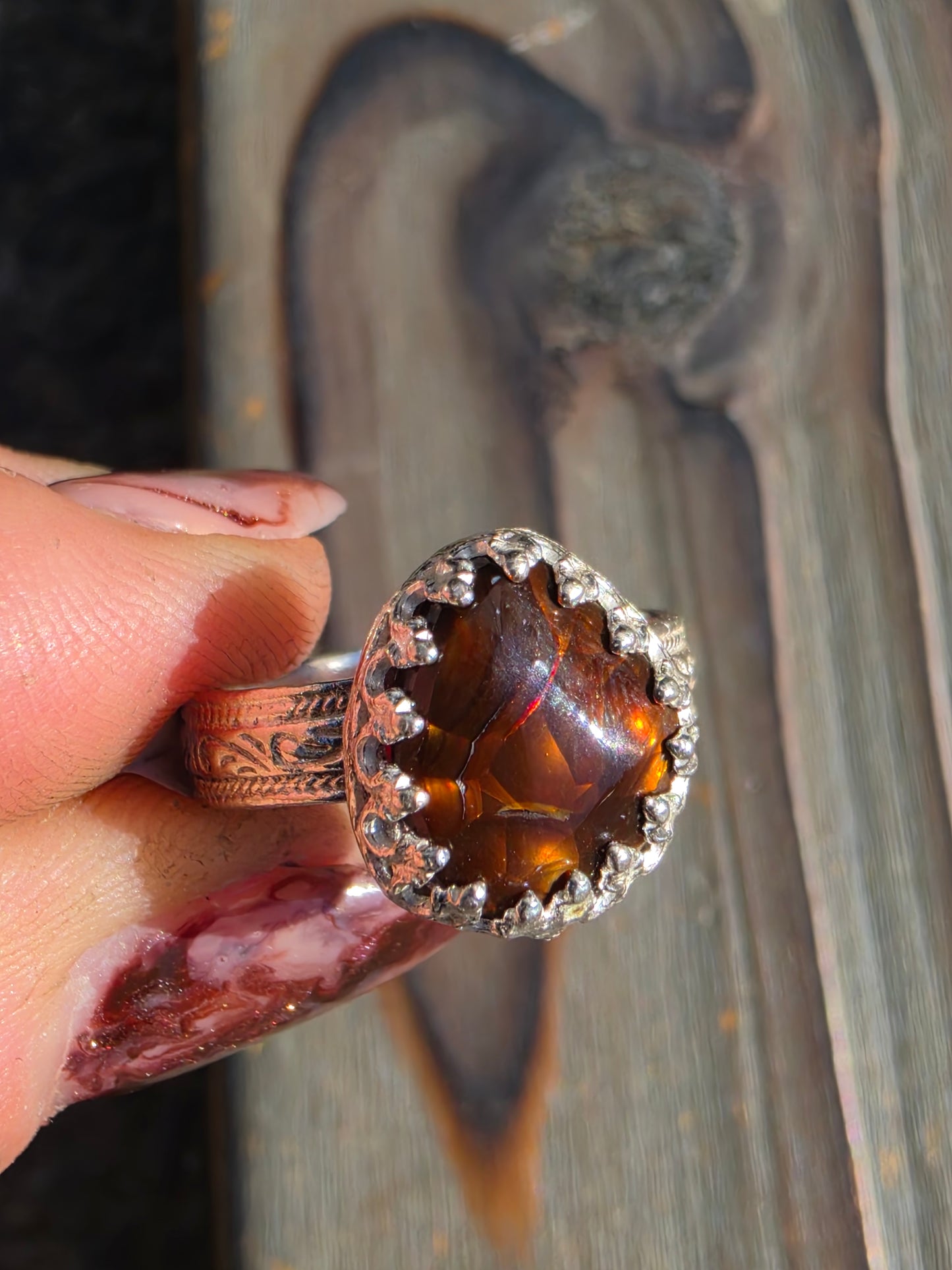 Mexican Fire Agate Ring, Size 8