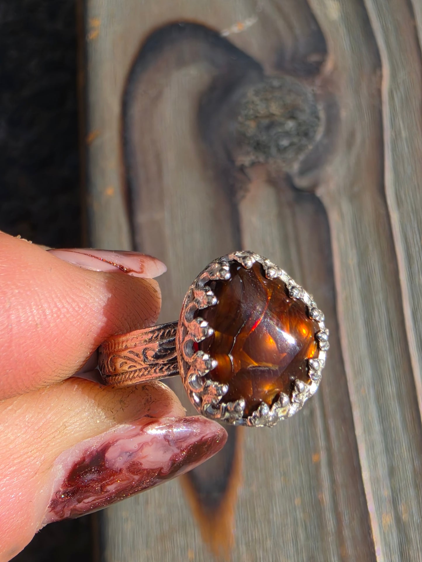 Mexican Fire Agate Ring, Size 8