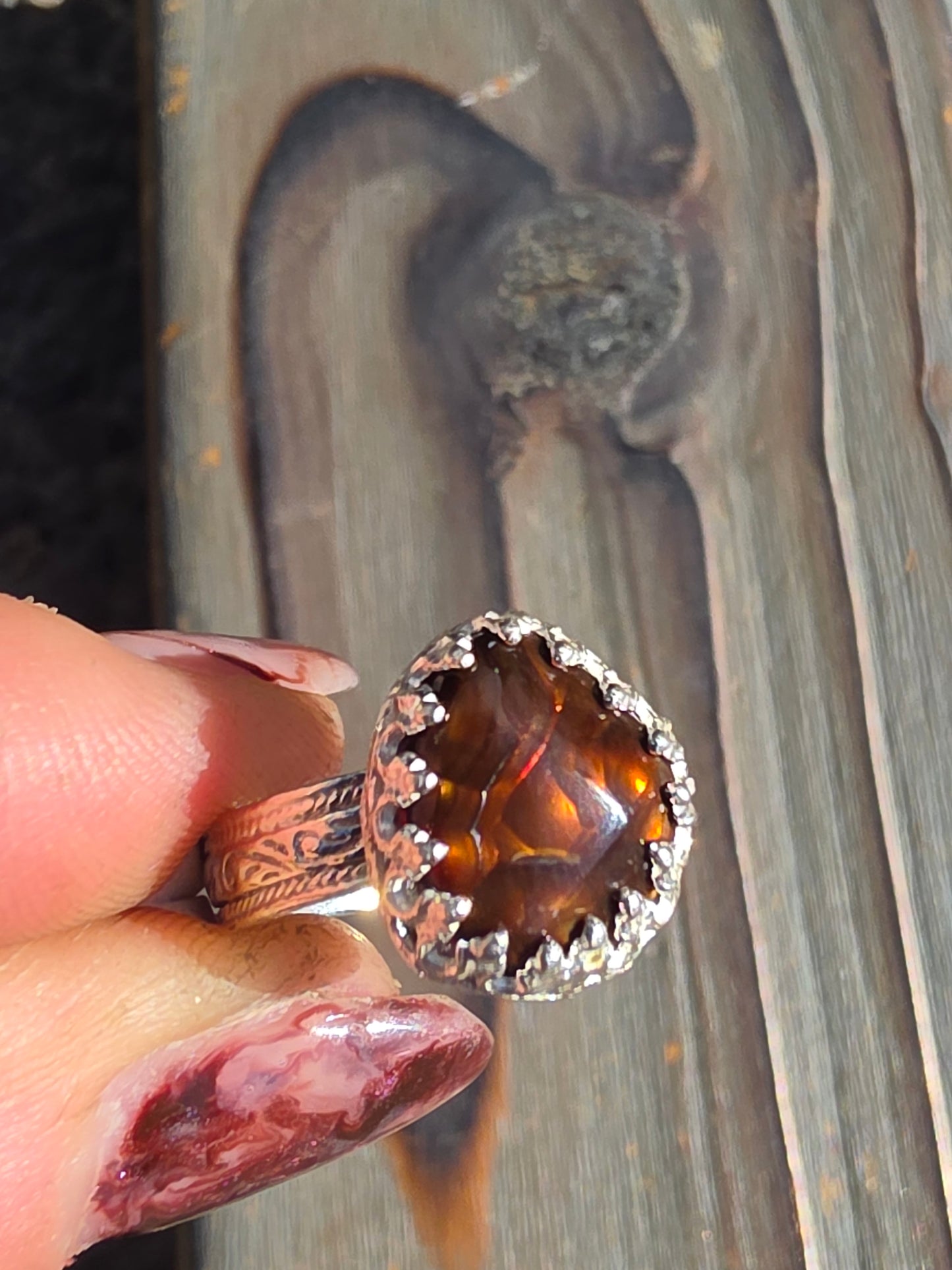 Mexican Fire Agate Ring, Size 8