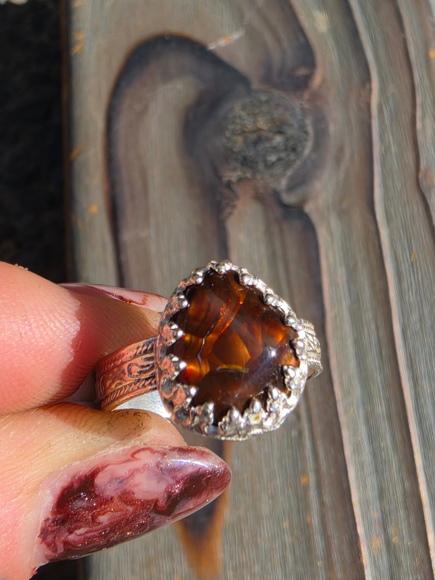 Mexican Fire Agate Ring, Size 8