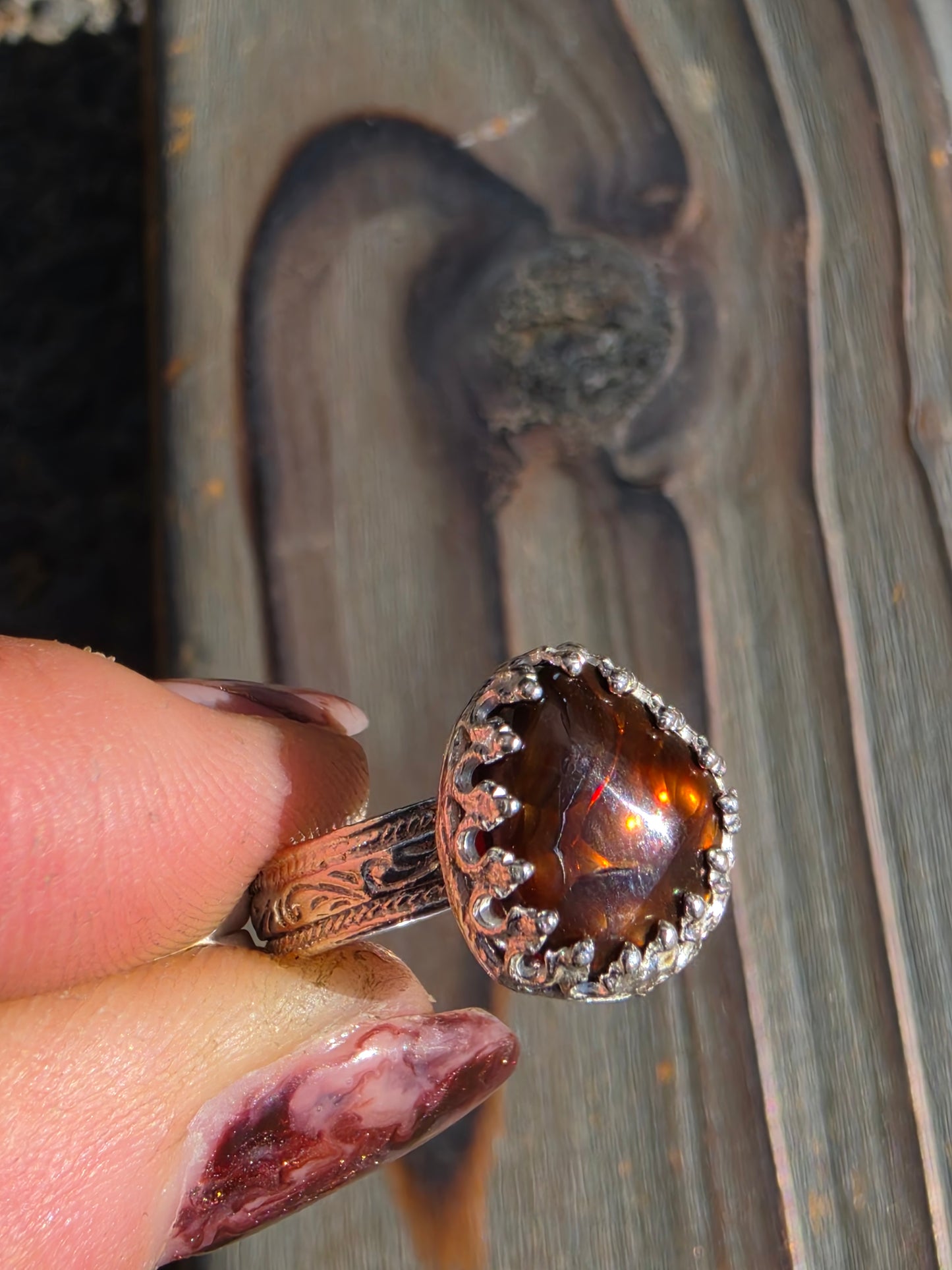 Mexican Fire Agate Ring, Size 8