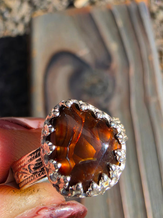 Mexican Fire Agate Ring, Size 8