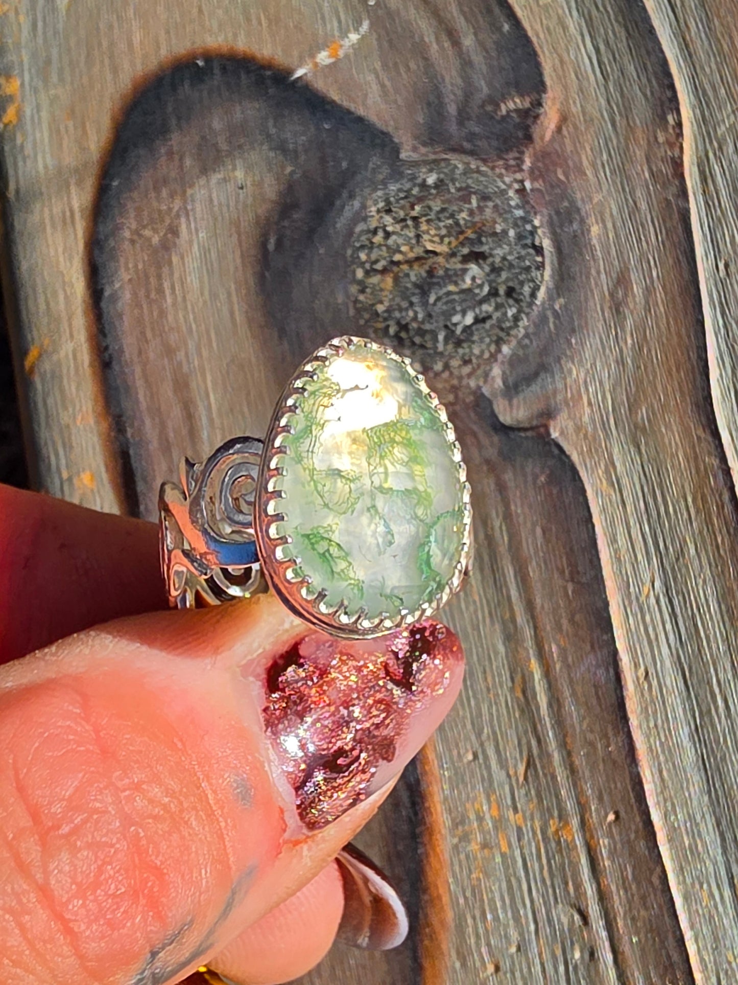 Moss Agate Ring, Size 7