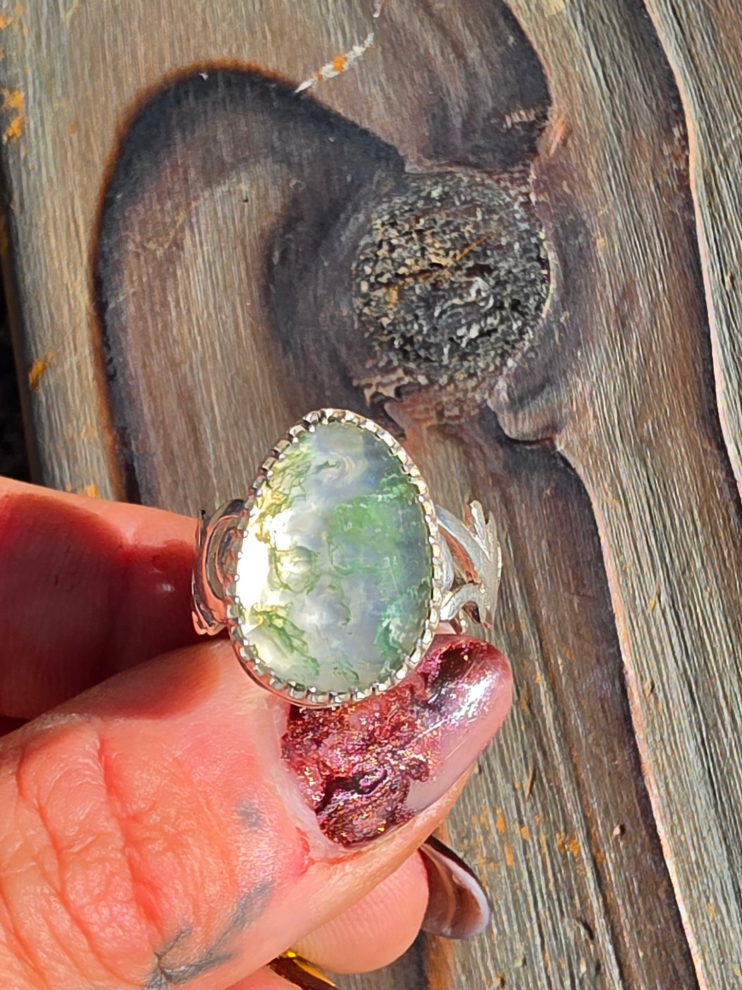 Moss Agate Ring, Size 7