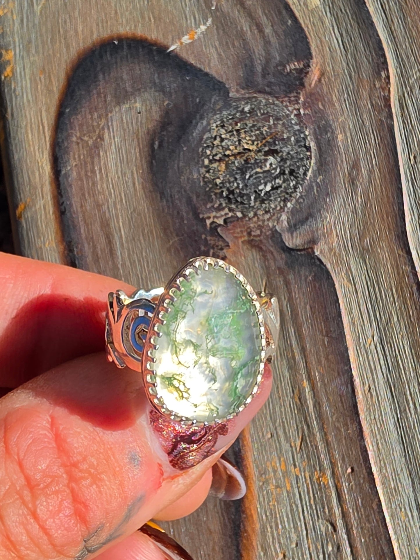 Moss Agate Ring, Size 7